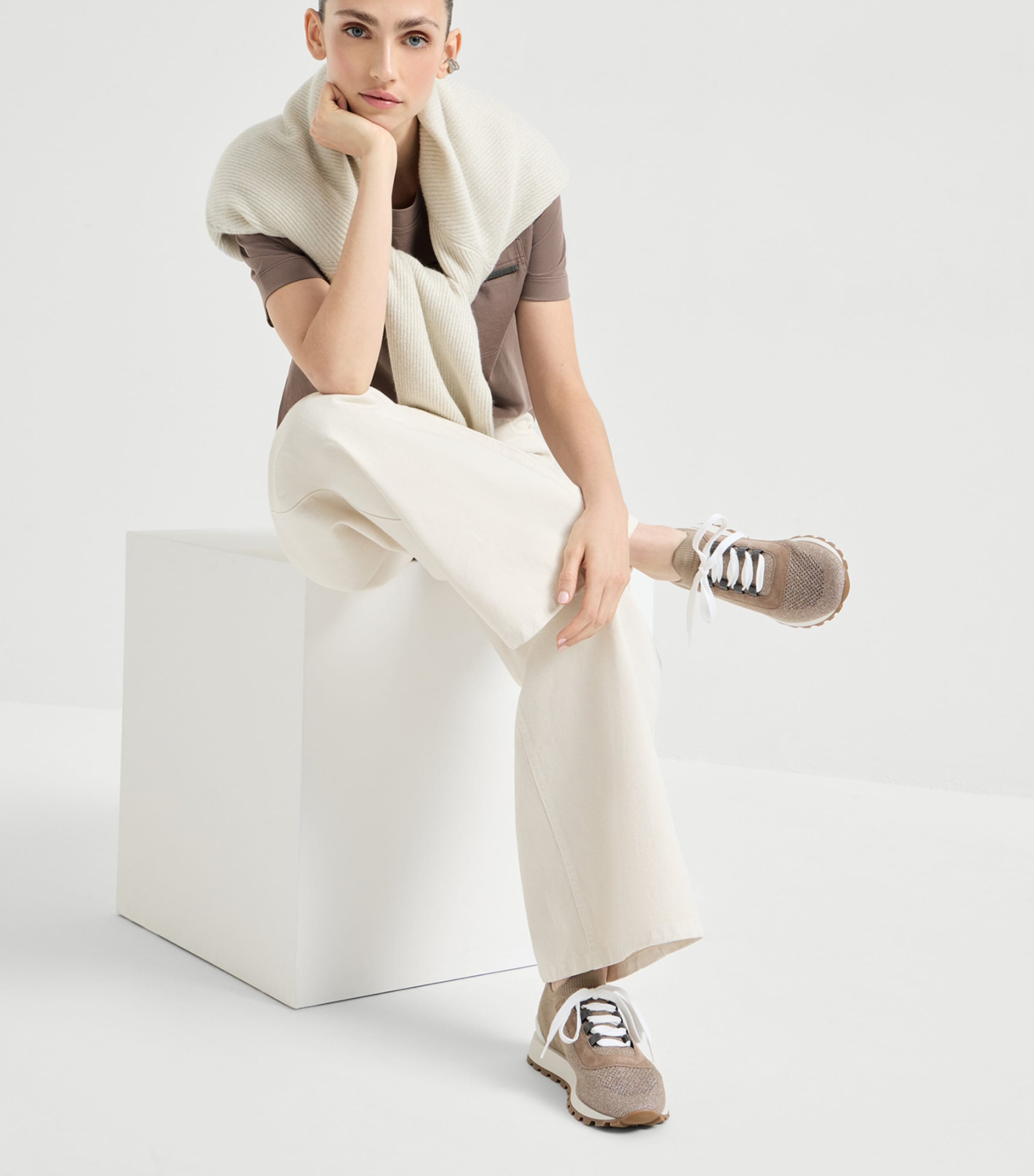 Brunello Cucinelli Cotton-Blend Knit Runner Sneakers Image 2