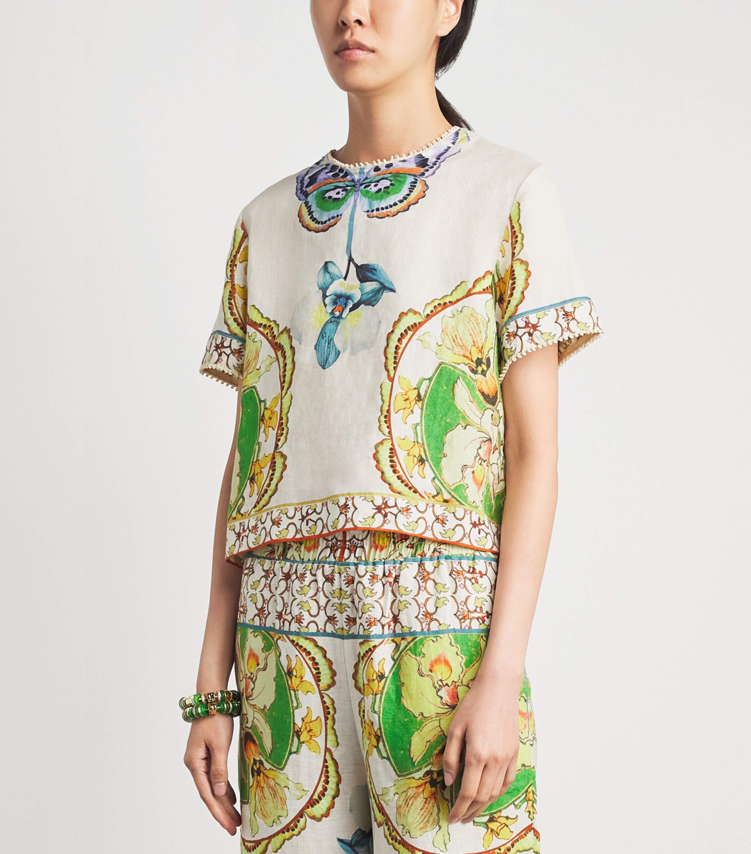 LUG VON SIGA Womens Linen Printed Dakota Top Offwhite Multicolor Image 4