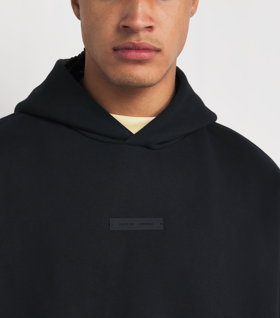 Cotton-Blend Modern Hoodie JET BLACK Image 6