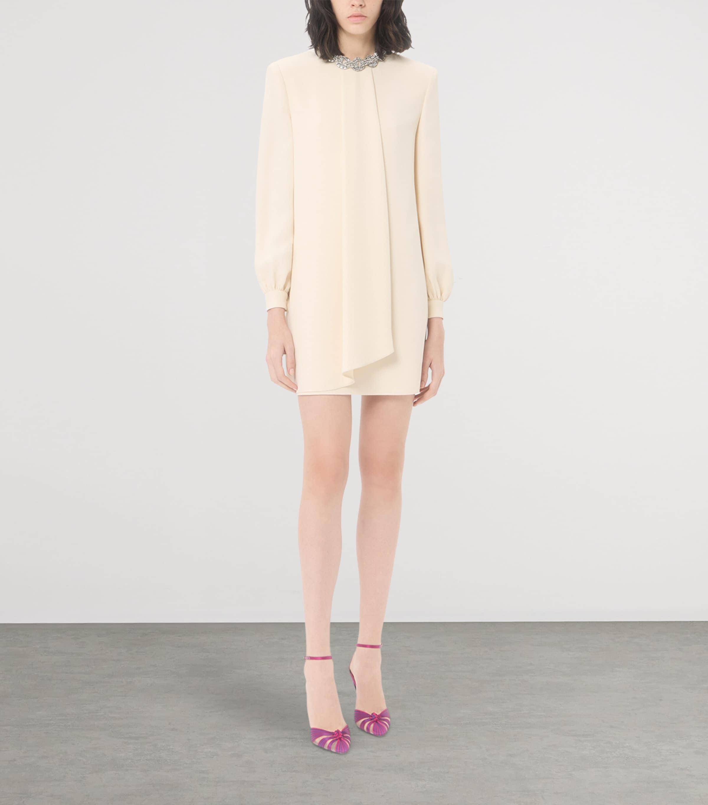 Valentino Womens Silk Cady Embroidered Mini Dress Image 2