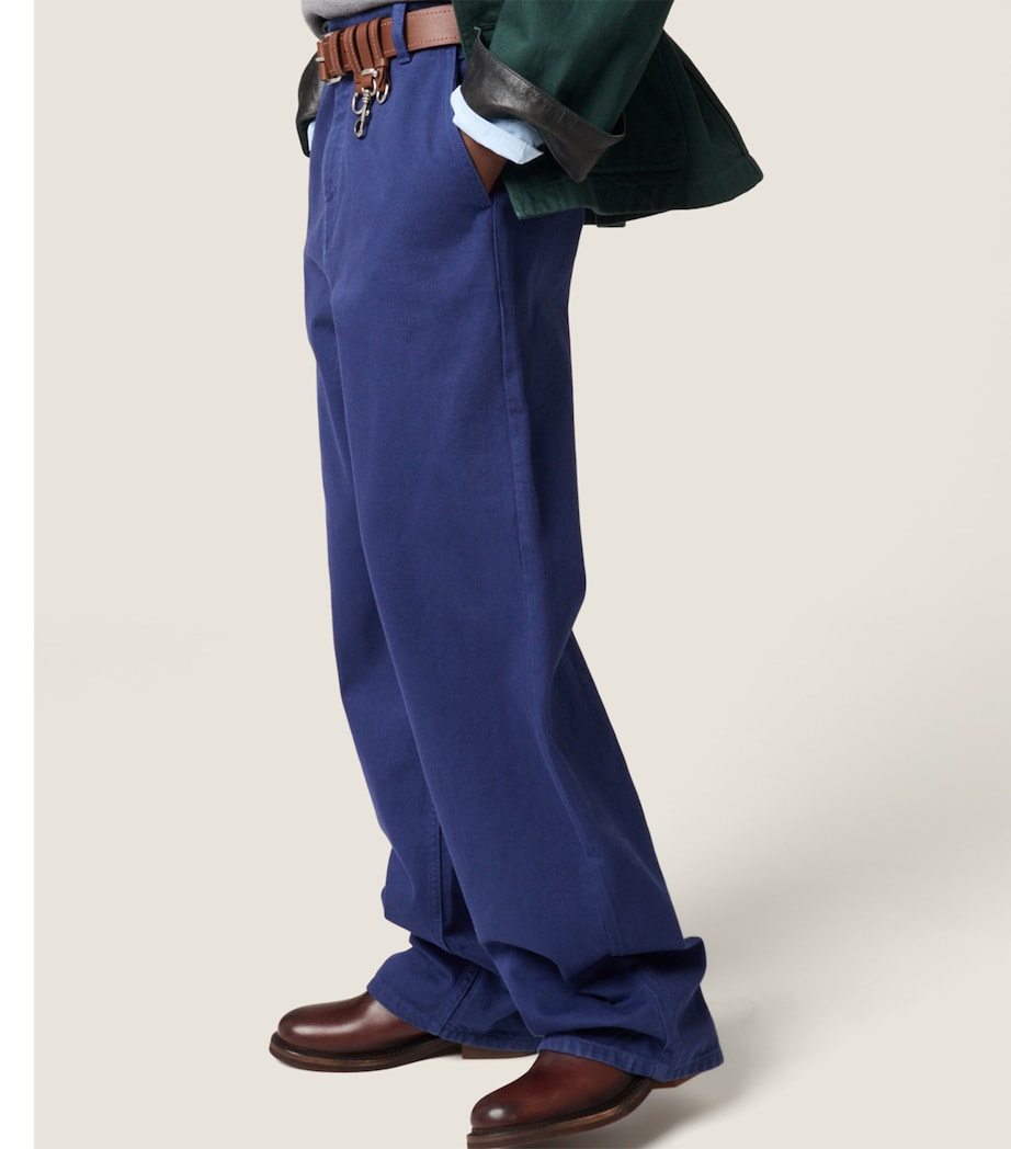 Miu Miu Womens Cotton Gabardine Straight Trousers Blue Image 5