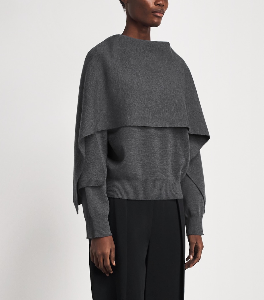 Róhe Womens Wool Cape Sweater Drk Grey Melange Image 4