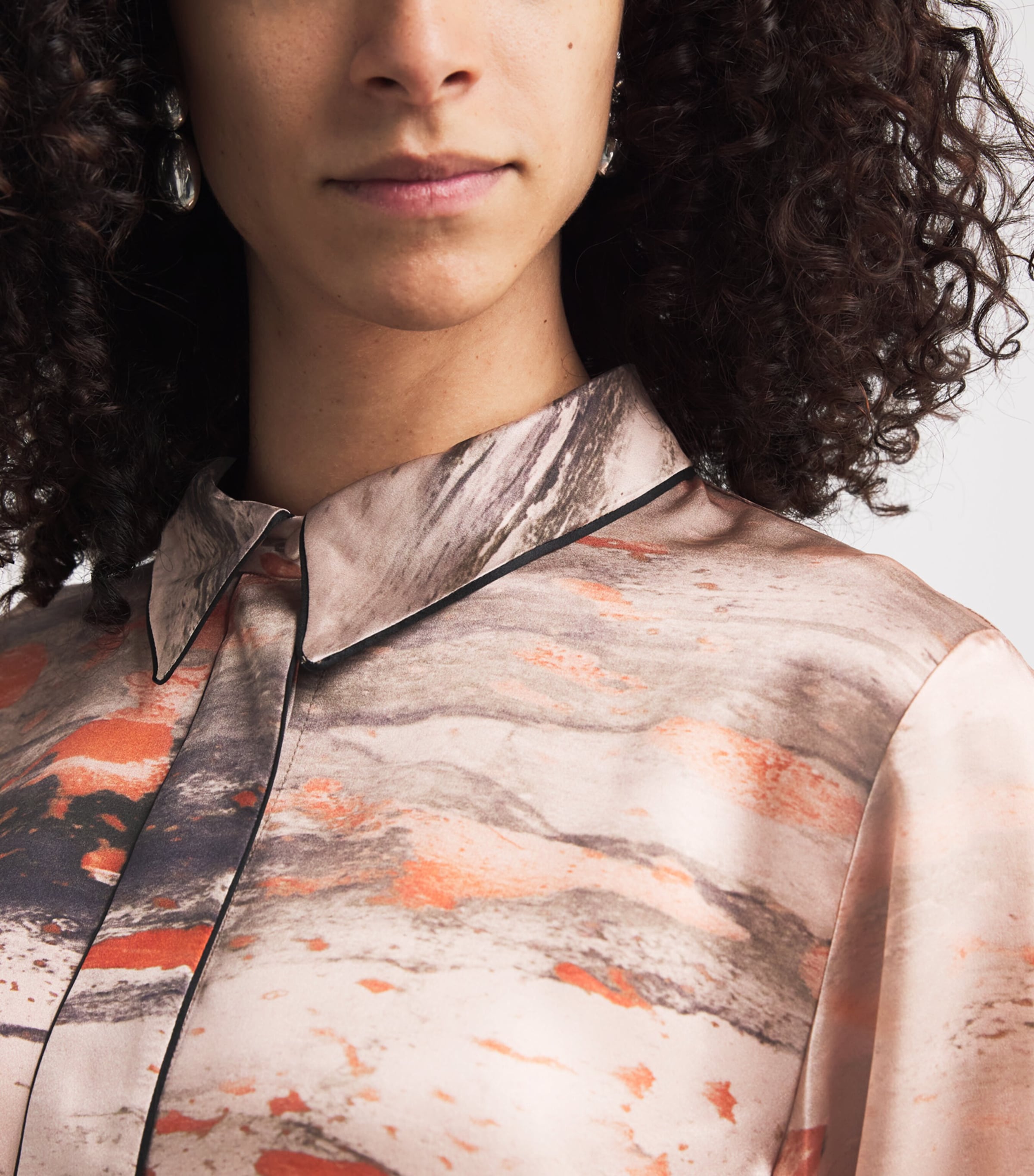 Silk Printed Leonara Shirt BRUSH ORNG/CINNAMON Image 6