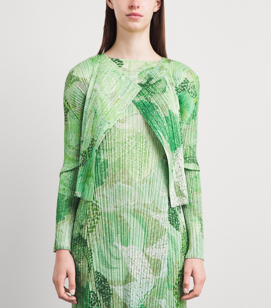 Pleats Please Issey Miyake Womens Pleated Foggy Forest Cardigan Grass Green Image 4