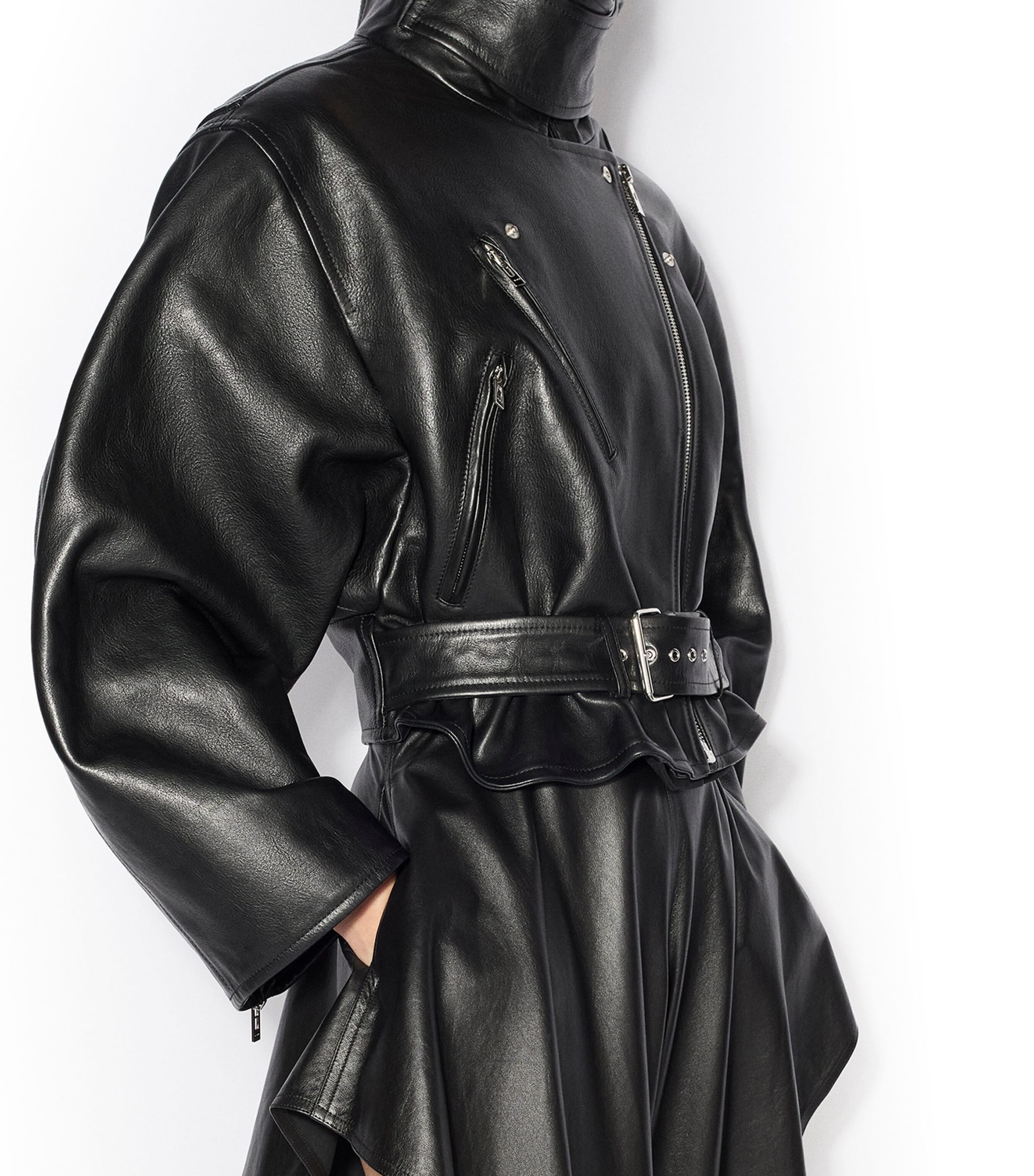 Alaïa Womens Leather Cropped Biker Jacket Noir Alaia Image 4