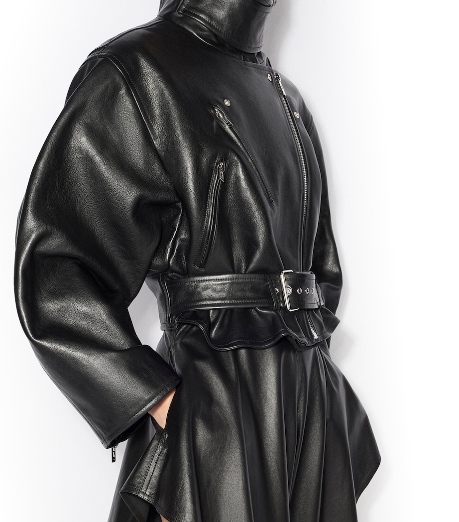 Alaïa Womens Leather Cropped Biker Jacket Noir Alaia Image 4