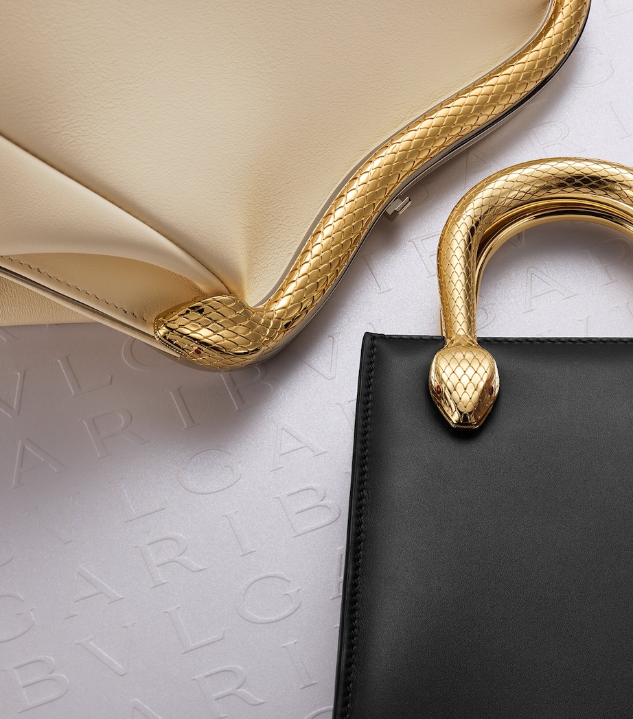 Bvlgari Medium Leather Serpentine Clutch Bag White Image 2