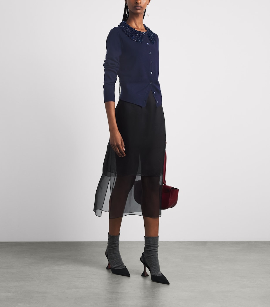 Ulla Johnson Womens Merino Wool Embellished Anna Cardigan Midnight Image 2