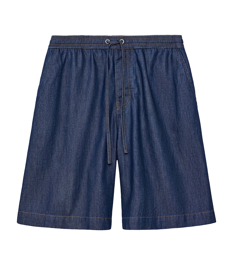 LOEWE Mens Drawstring Denim Shorts Denim Blue Image 1