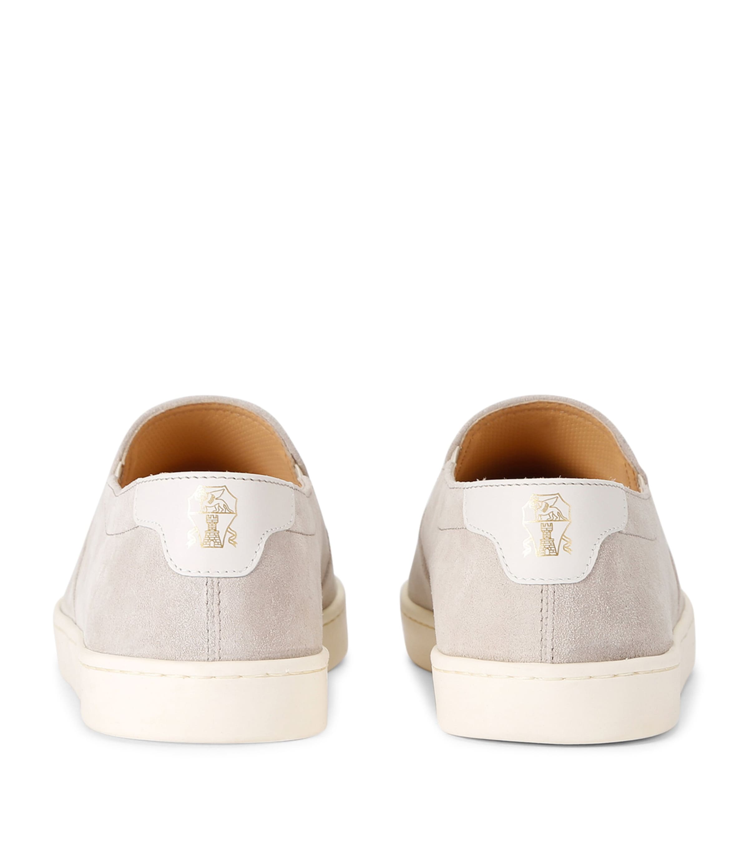 Brunello Cucinelli Suede Slip-On Sneakers Bone Image 2