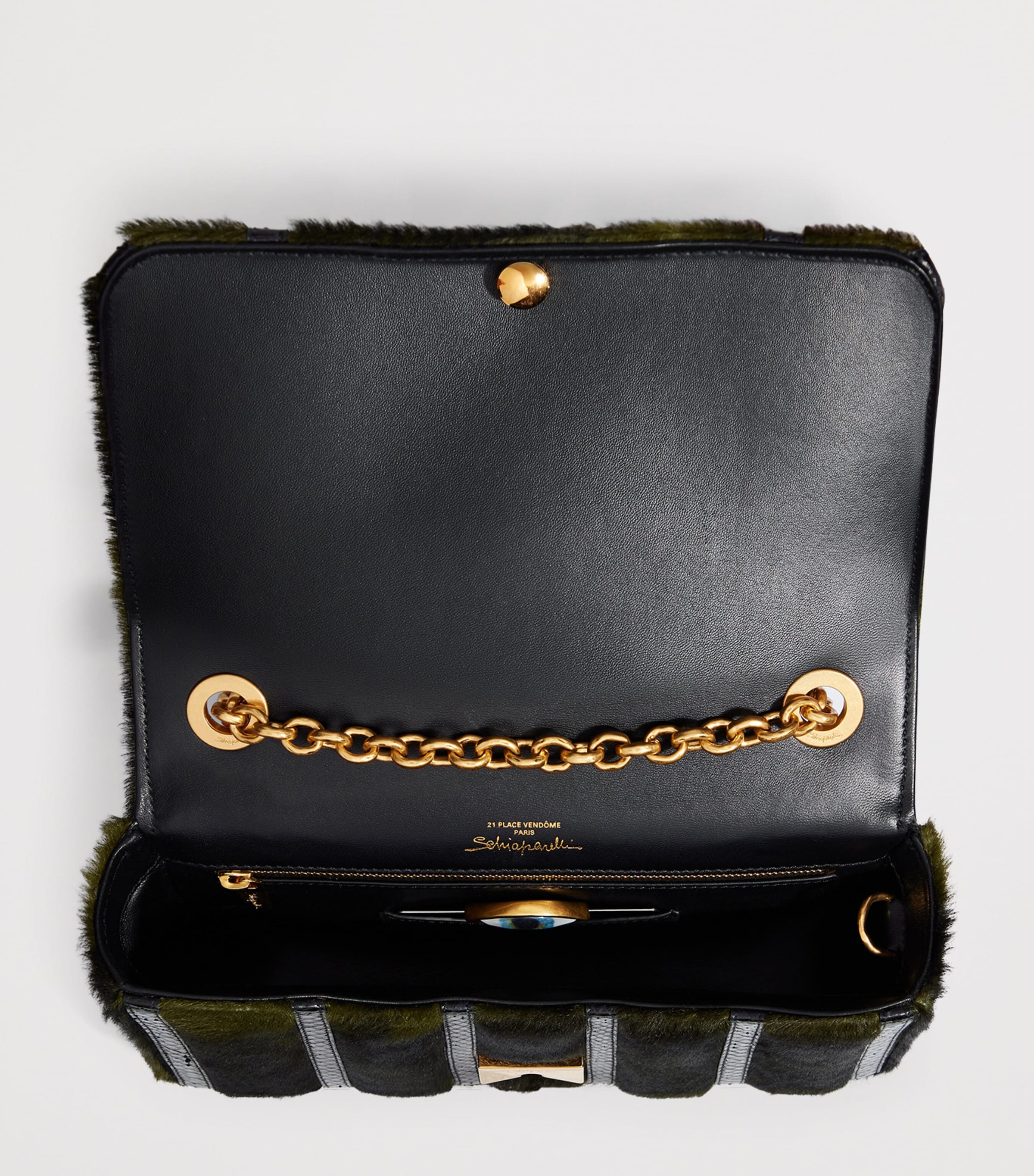 Pony Hair-Snakeskin Schiap Shoulder Bag 613 DARK GREEN Image 4