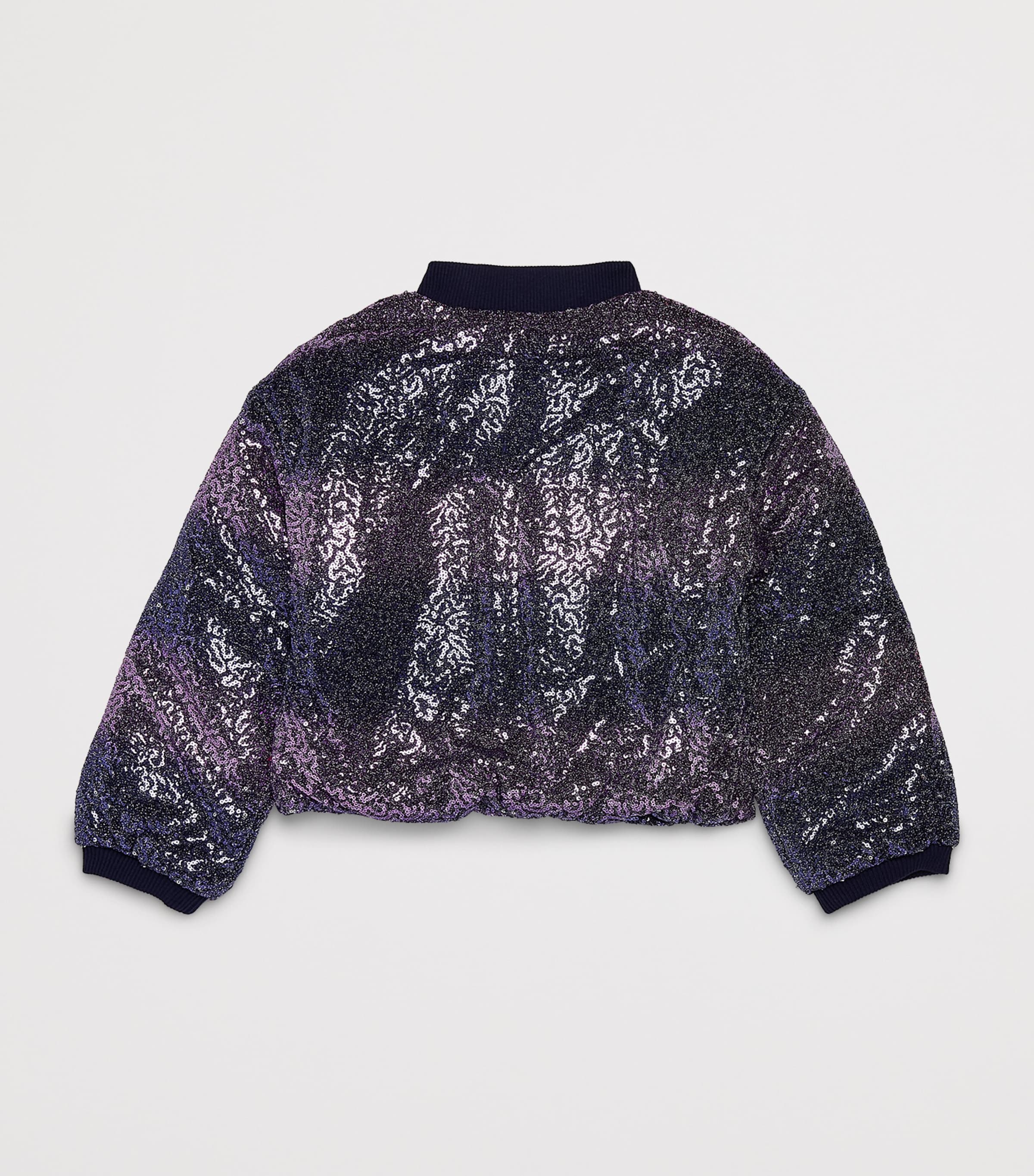 Billieblush Sequin Bomber Jacket (4-12 Years) Navy Image 2