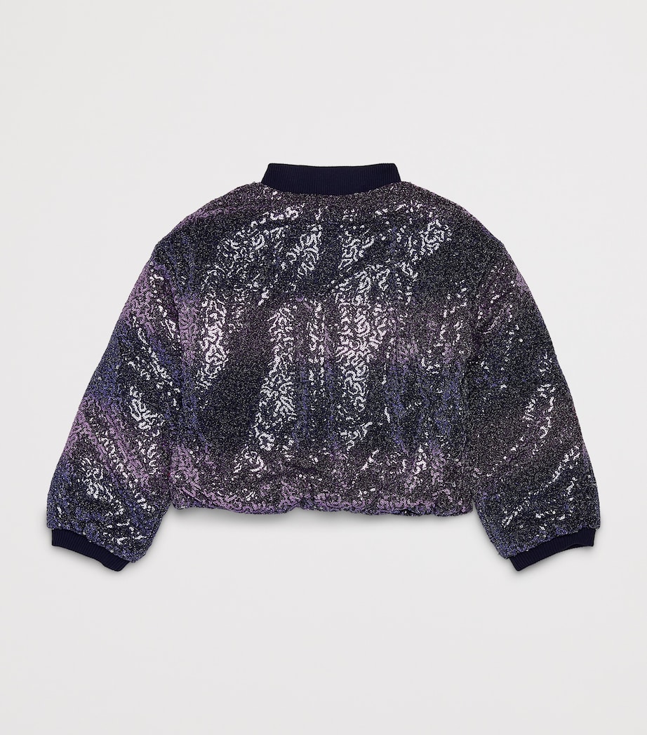 Billieblush Sequin Bomber Jacket (4-12 Years) Navy Image 2