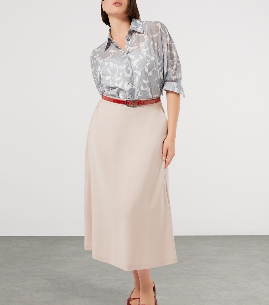 Virgin Wool Pinza Midi Skirt PINK Image 4