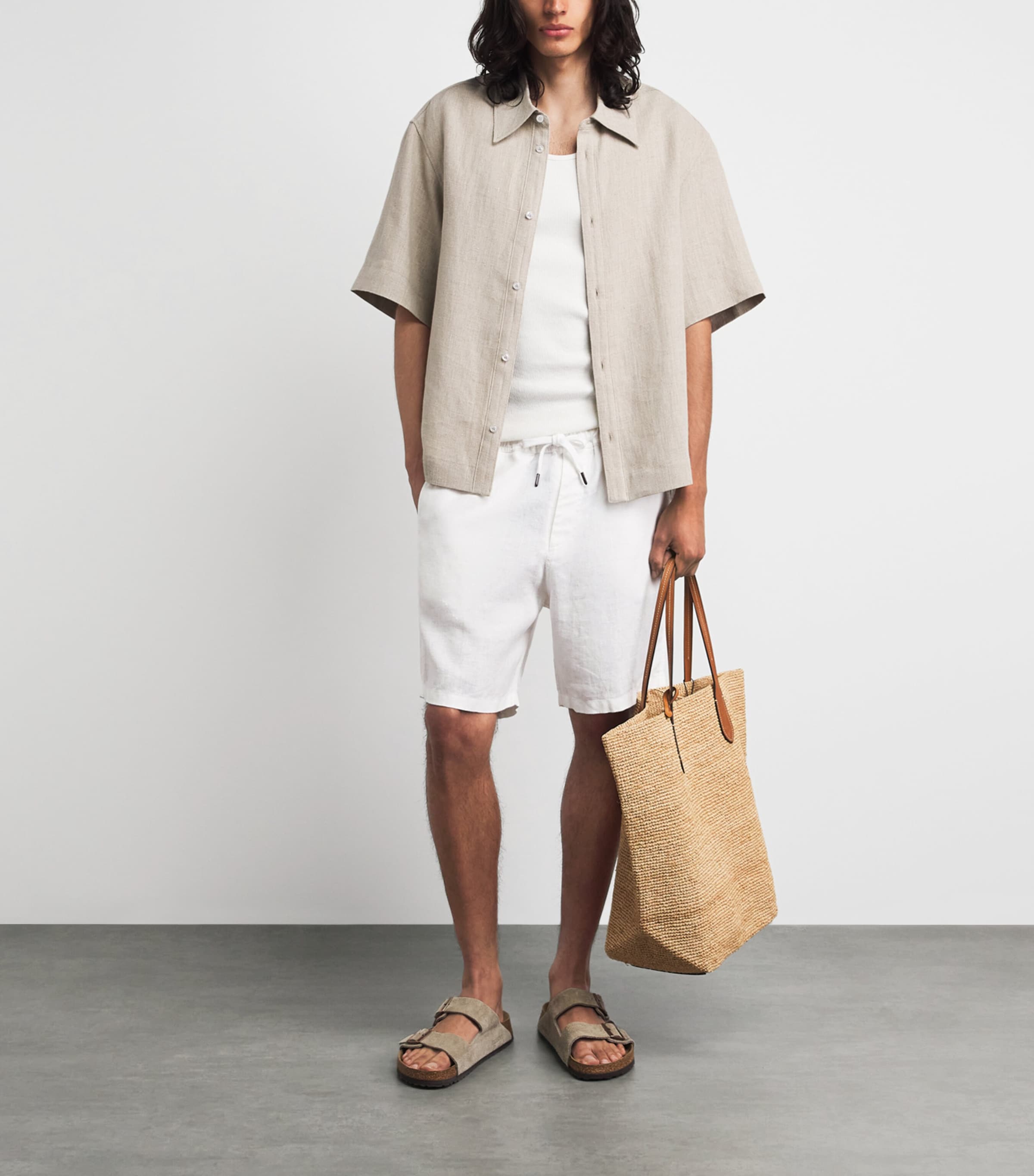Derek Rose Mens Linen Vienna Shorts Whi Image 2