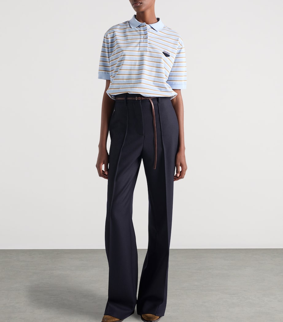 Stripe Cropped Polo Shirt F0KO4 Image 4
