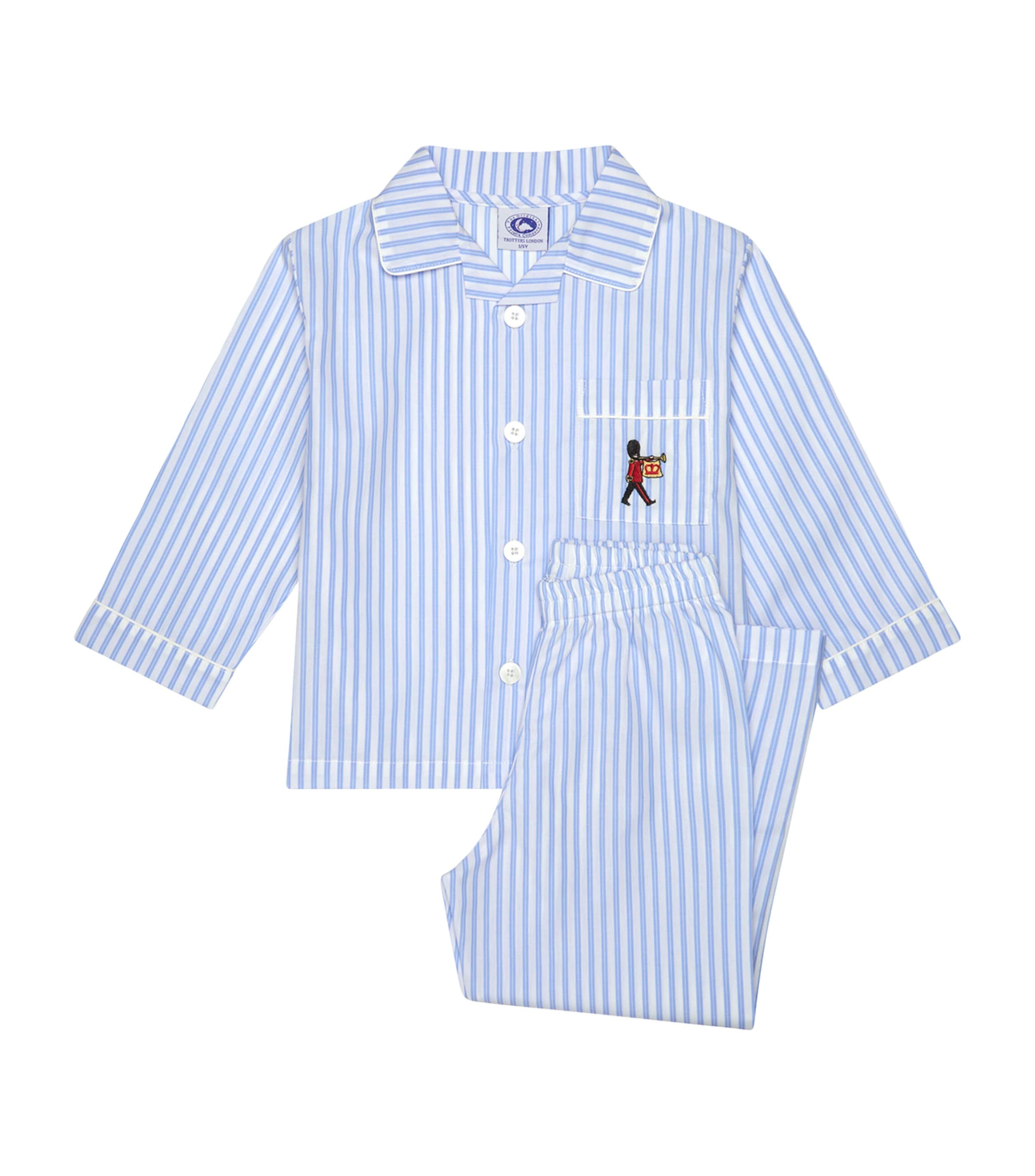Trotters Trumpet Guardsman Striped Cotton Pyjamas 1-11 Years In Blue