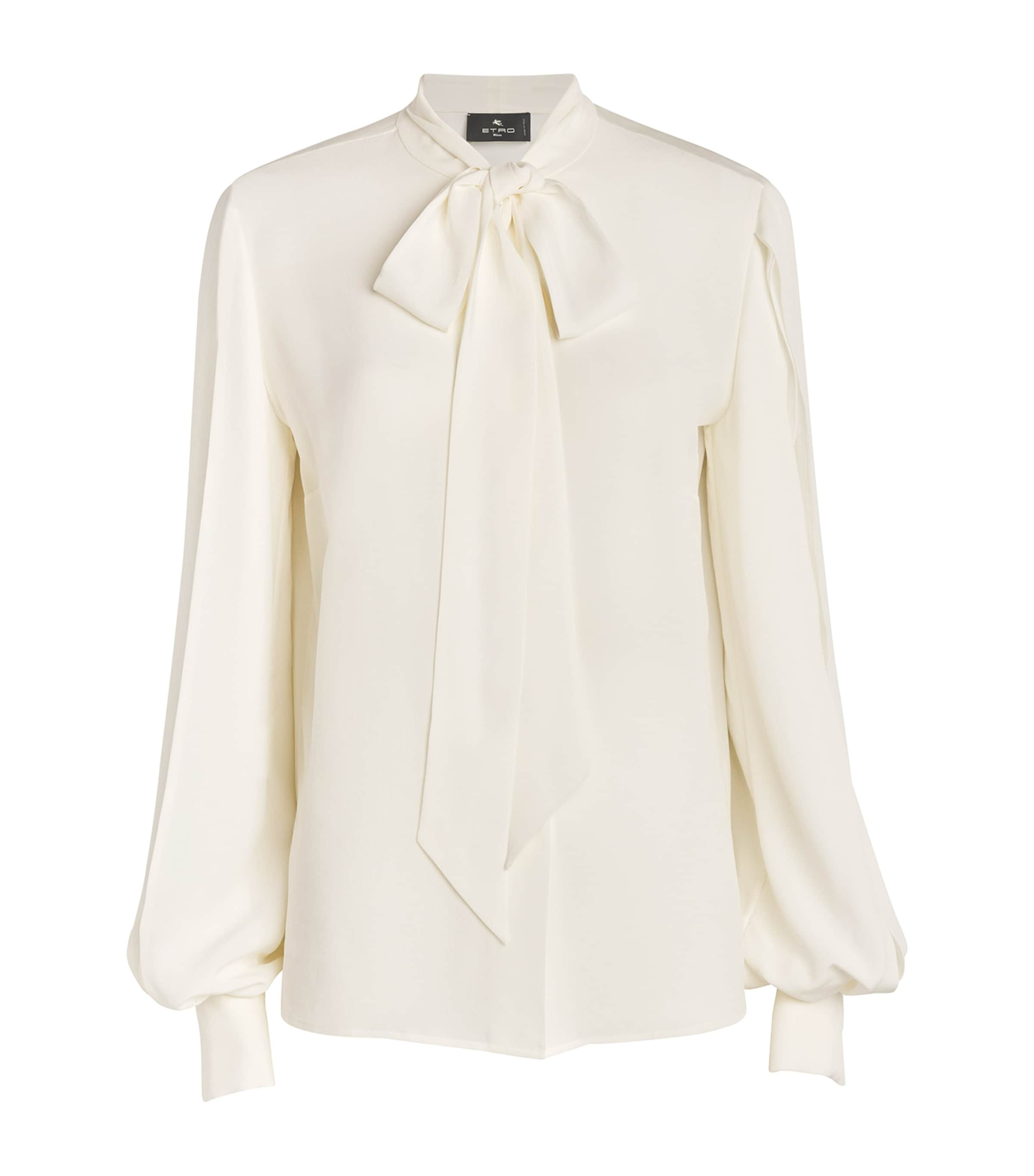 Etro Silk Pussy-bow Shirt In Ivory