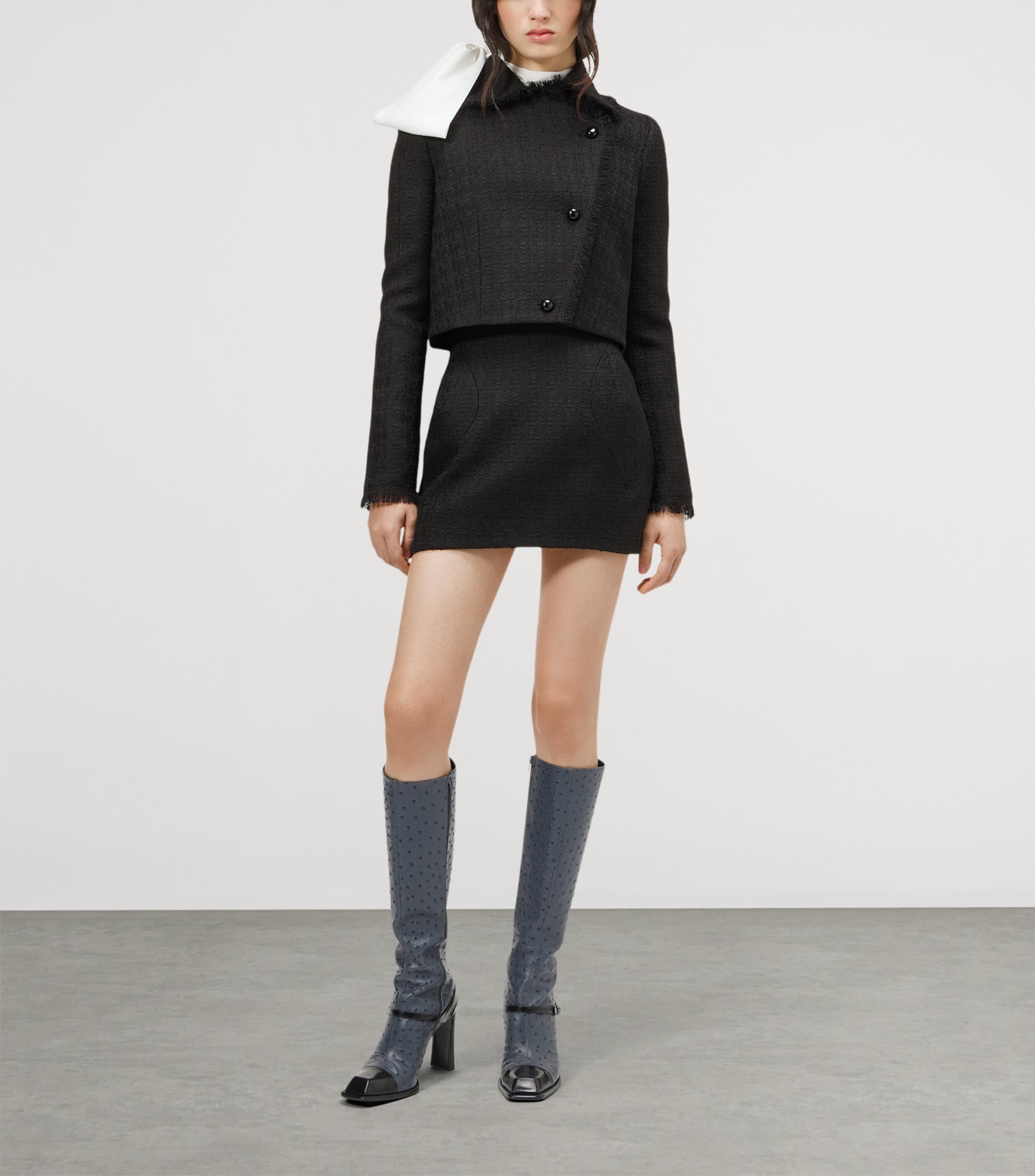 McQueen Womens Wool-Blend Tweed Mini Skirt Image 2