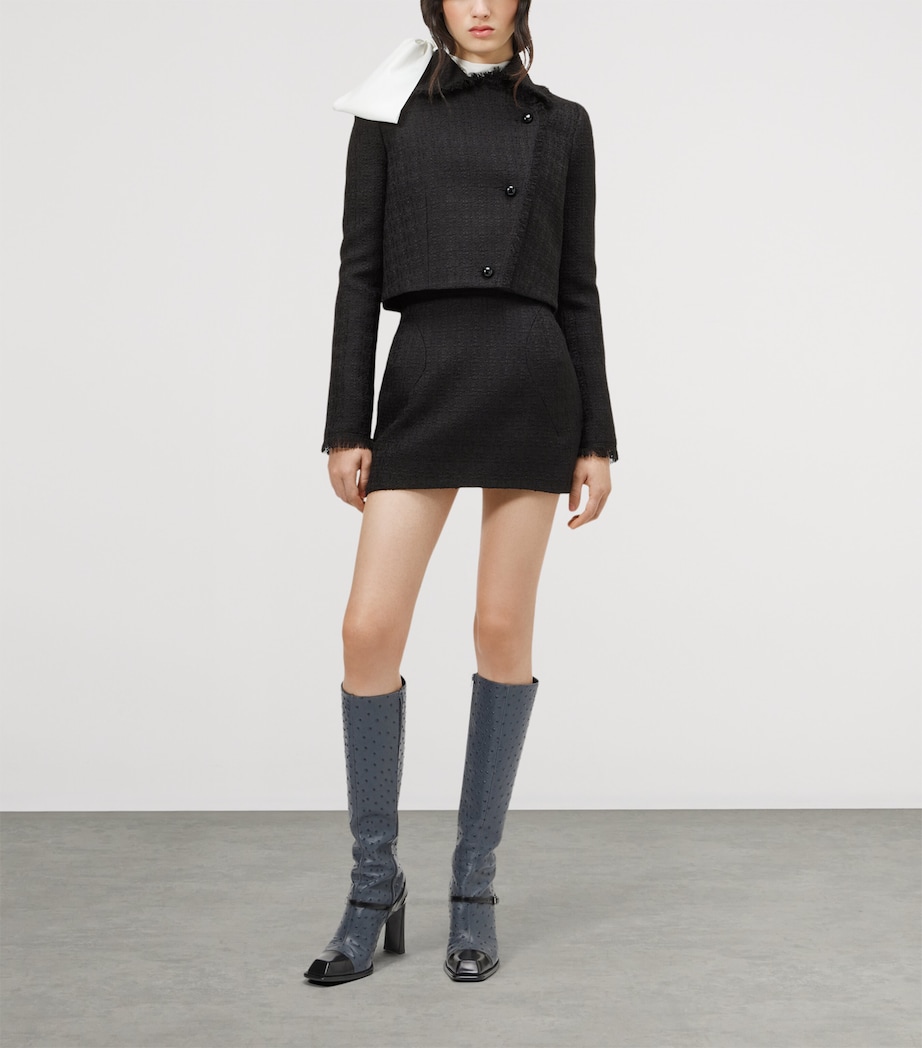 McQueen Womens Wool-Blend Tweed Mini Skirt Image 2