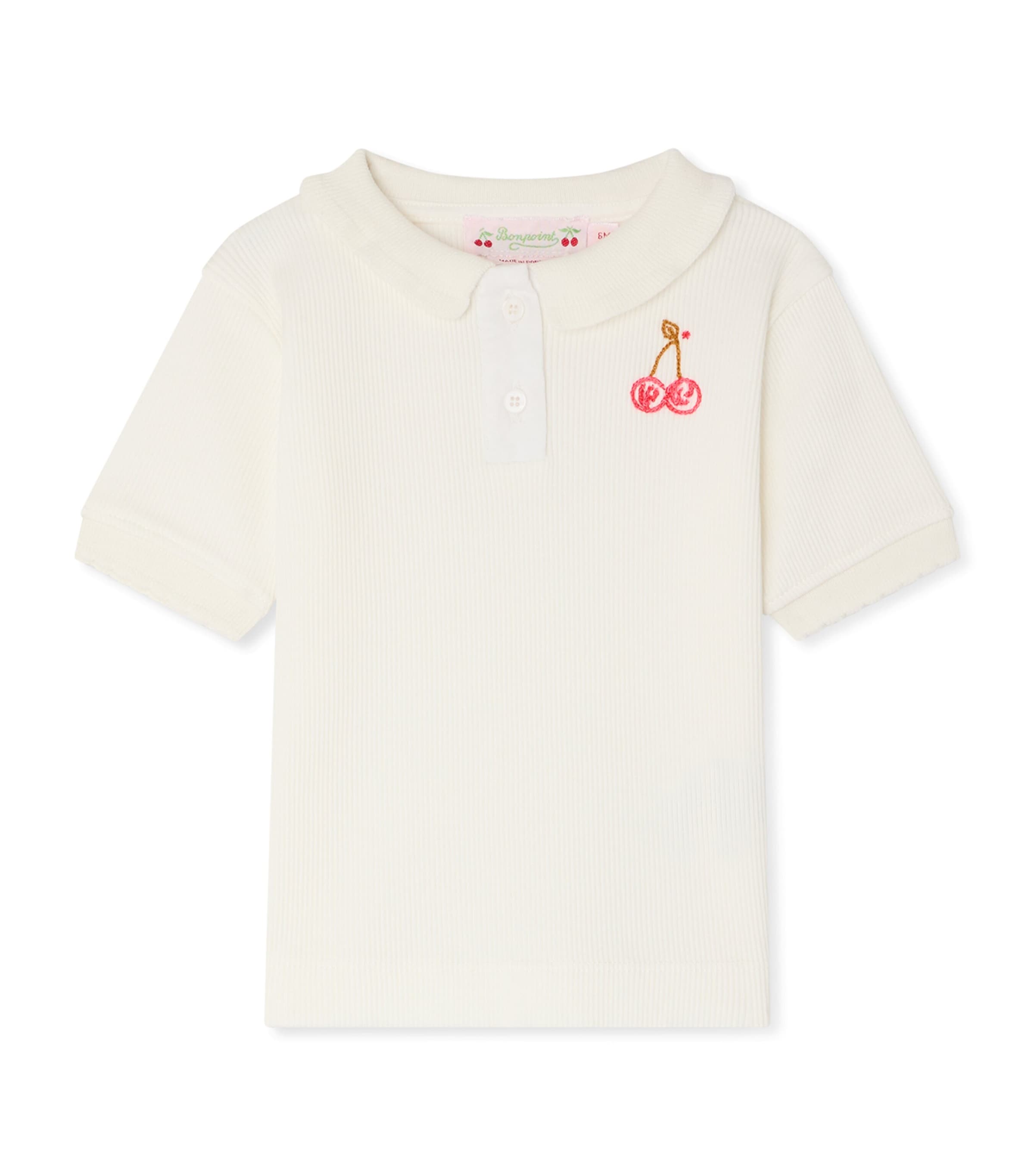 Bonpoint Cotton Embroidered Polo Shirt (6-18 Months) Upb Blanc Lait Image 1