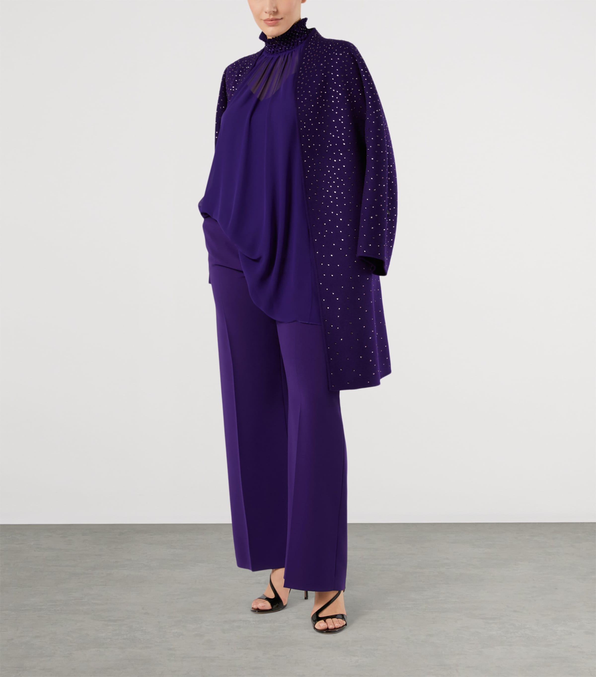 Marina Rinaldi Womens High Neck Embellished Tunic Purple Image 2