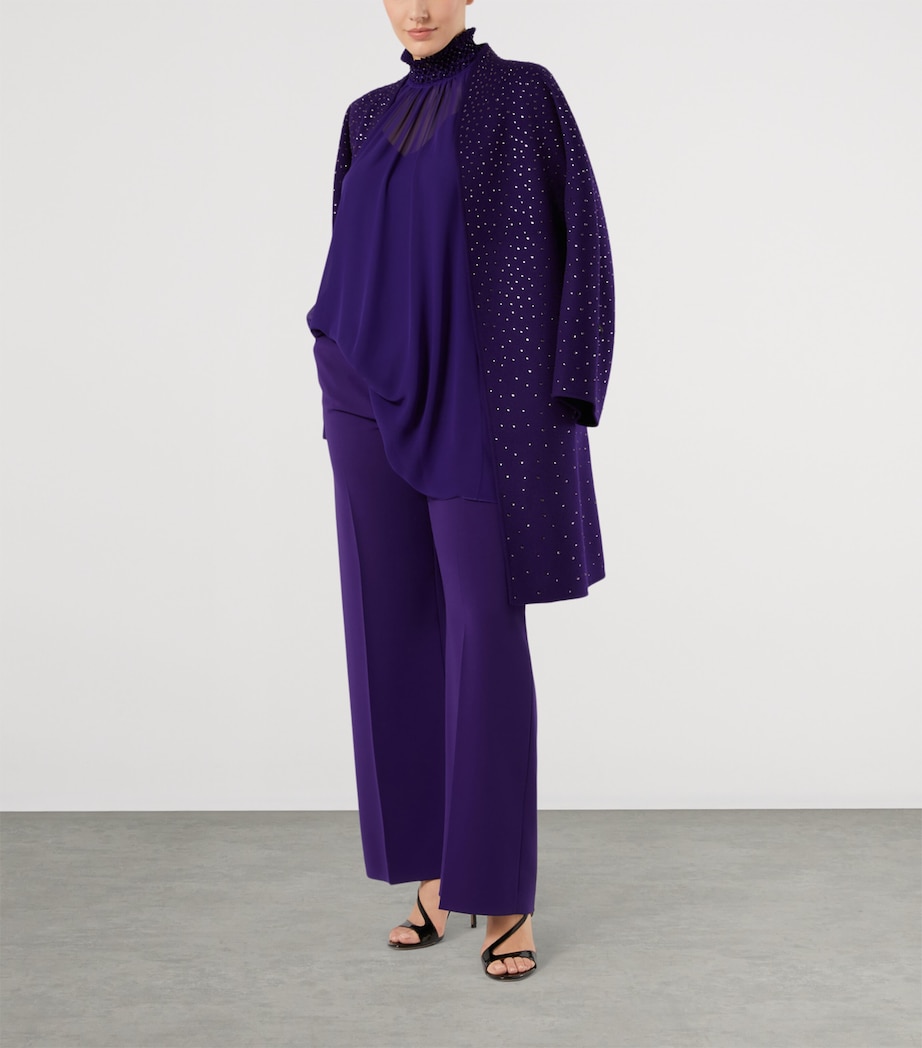 Marina Rinaldi Womens High Neck Embellished Tunic Purple Image 2