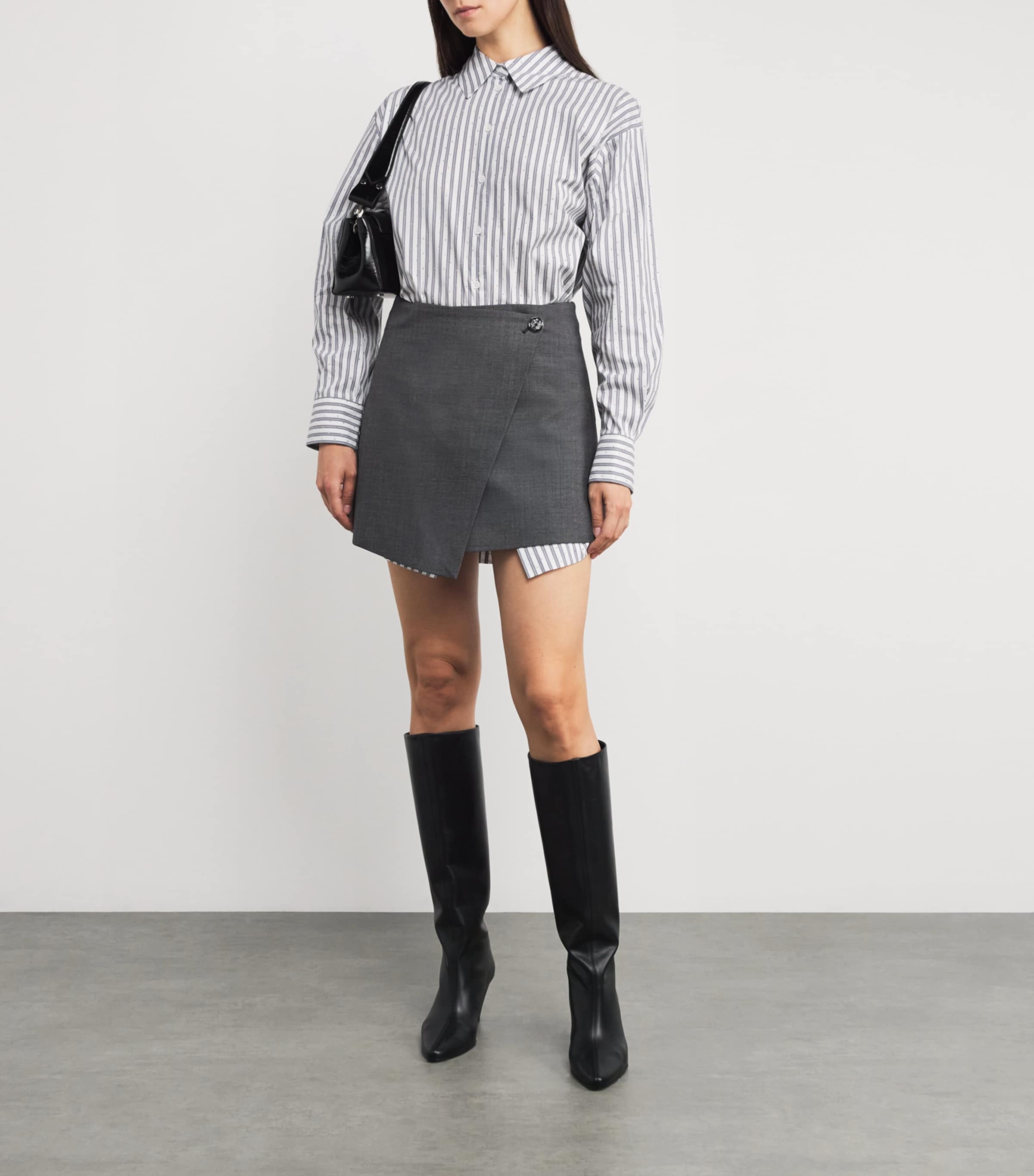 Stripe Shirt-Skirt Hybrid Mini Dress ECRU STRIPES Image 2