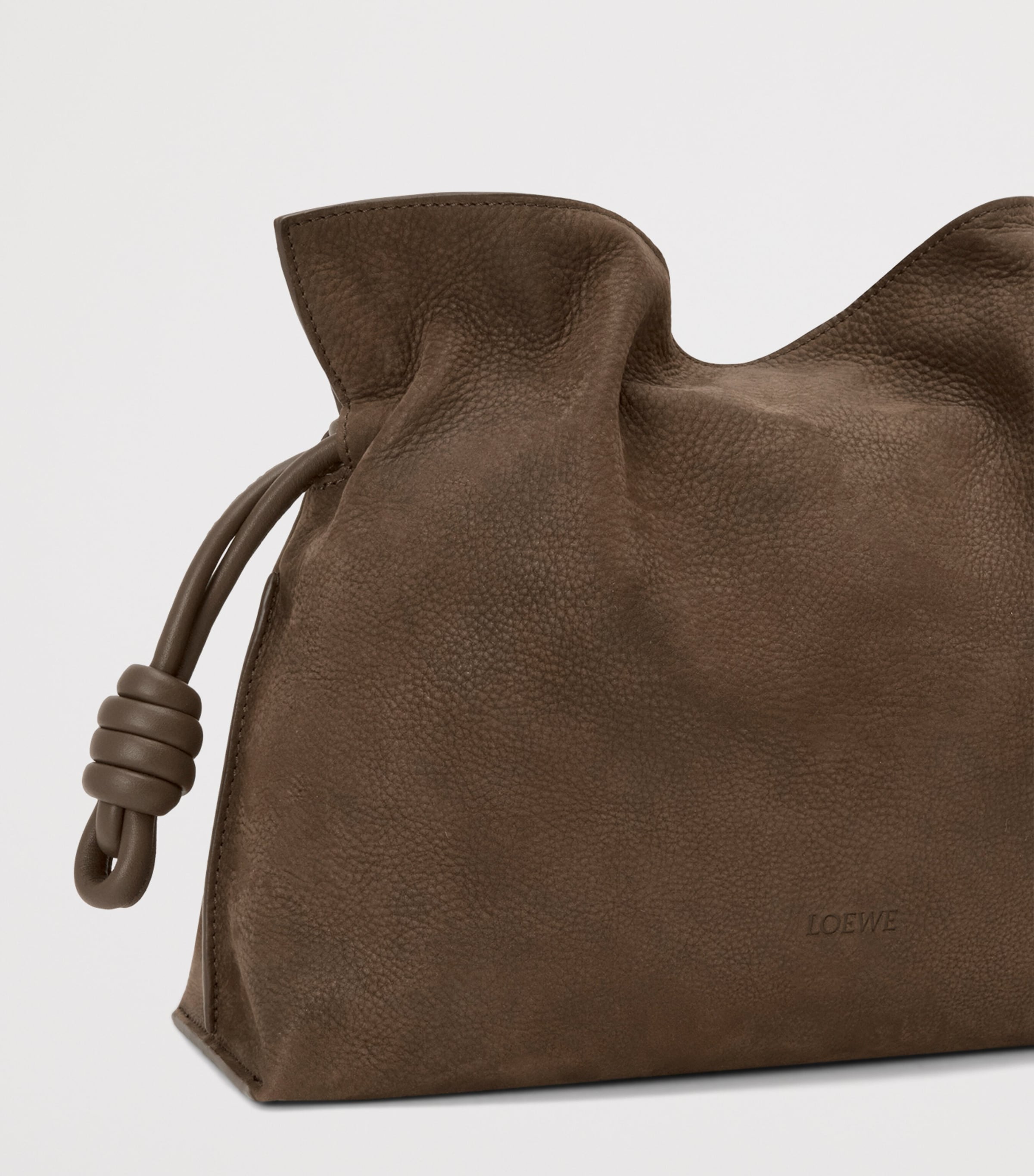 Medium Suede Flamenco Clutch Bag TUNDRA Image 7