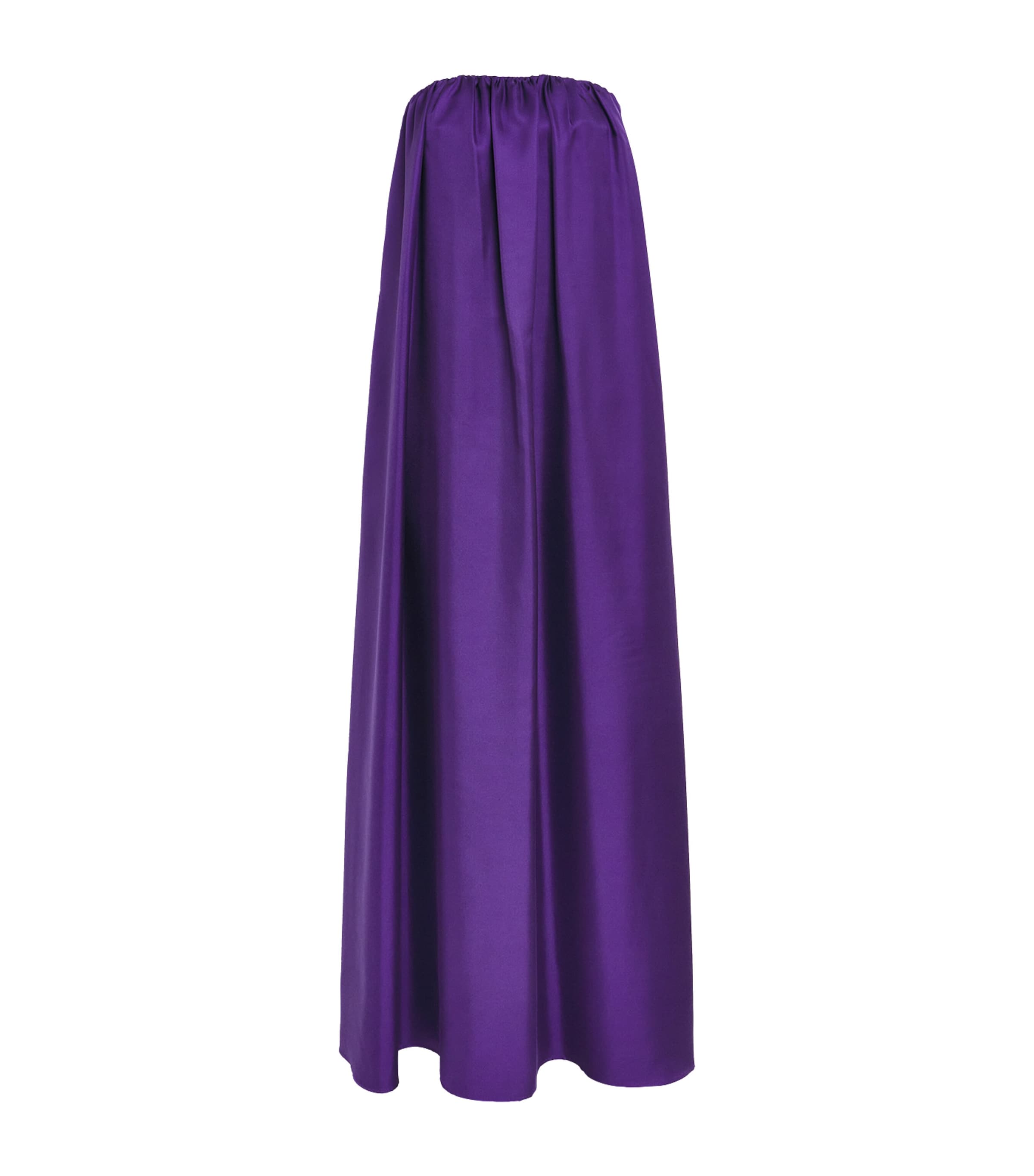 Max Mara Robe Bustier En Sergé De Soie In Purple