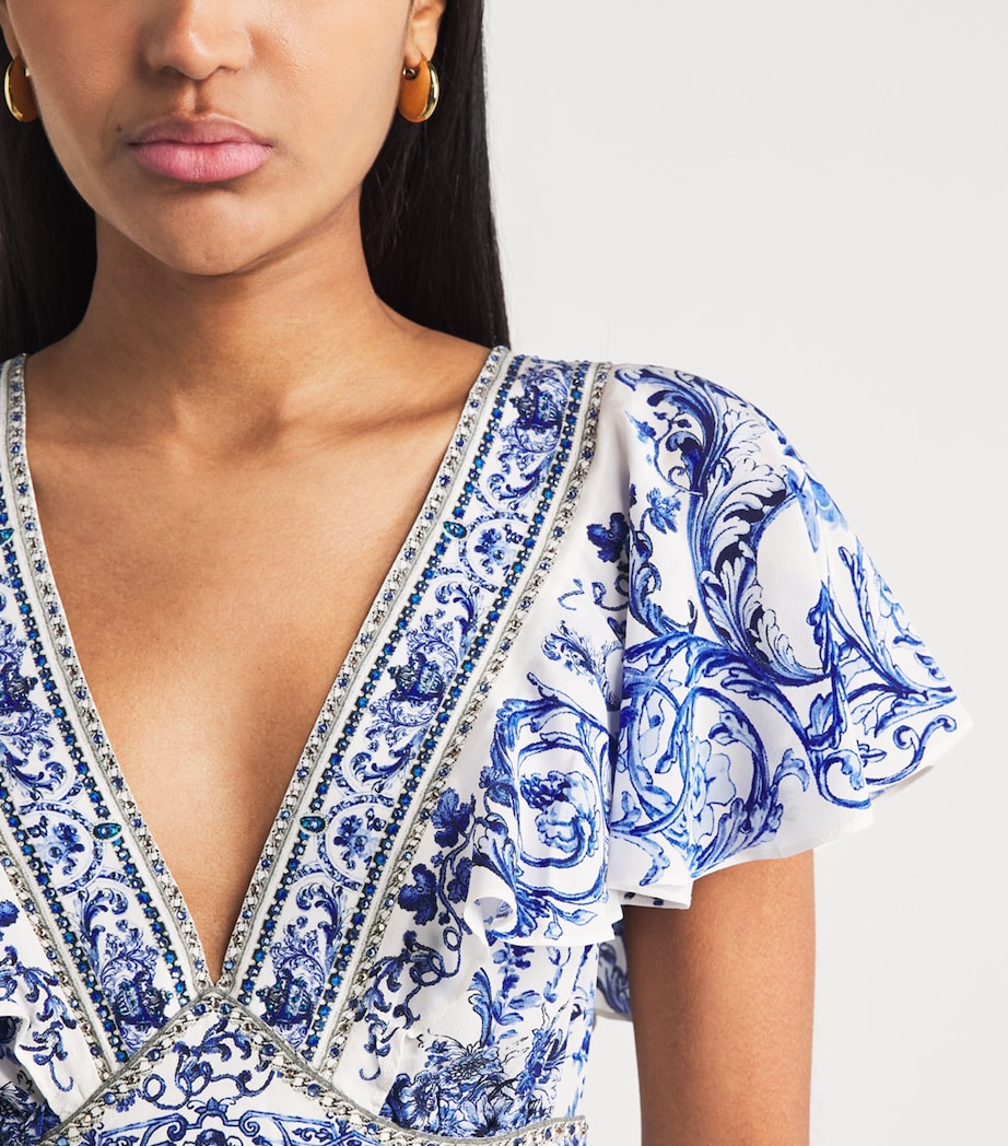 Camilla Womens Silk Printed Midi Dress Ceramic Panoramic Image 3