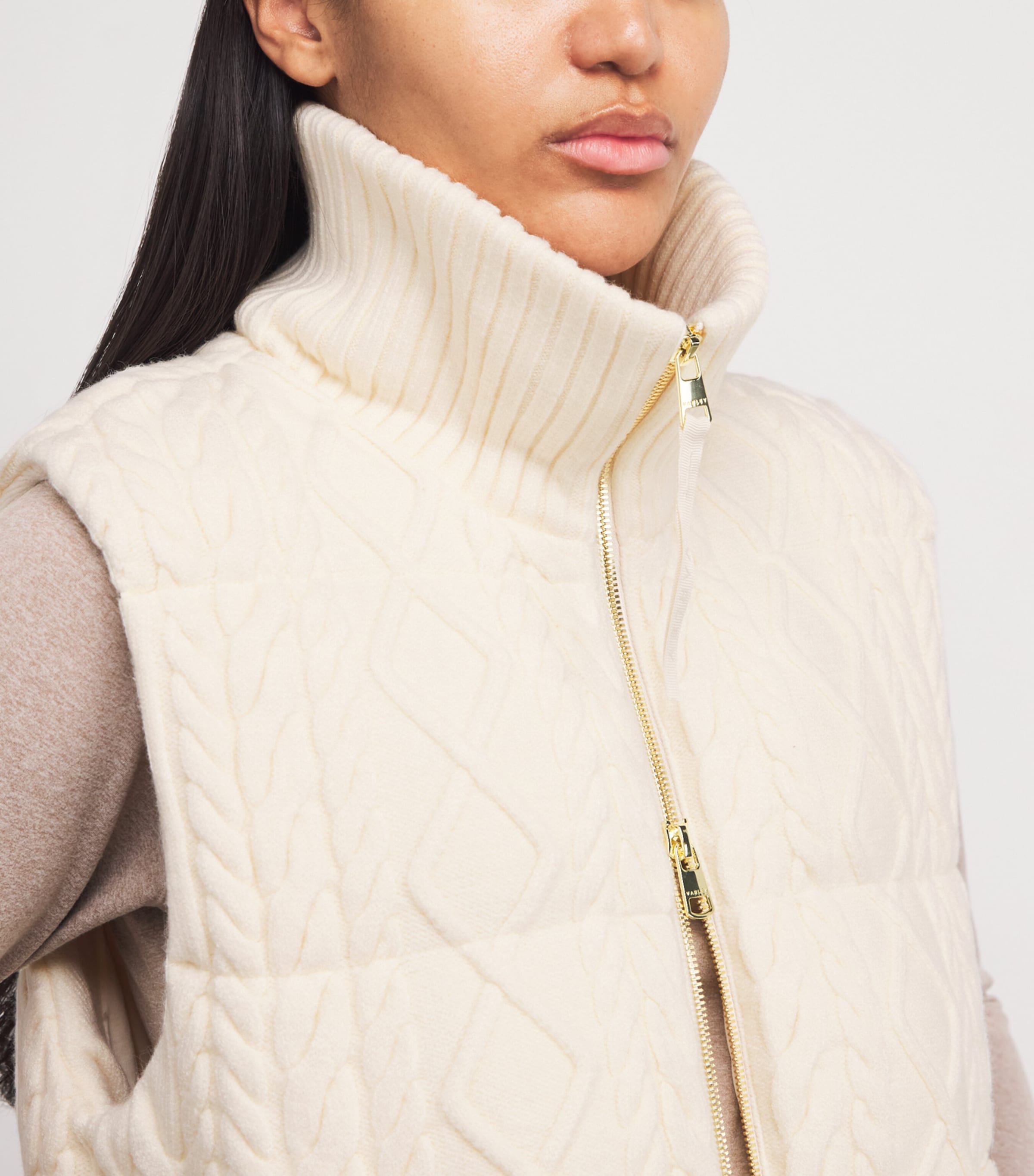 Cable-Knit Padded Irina Gilet EGRET Image 6