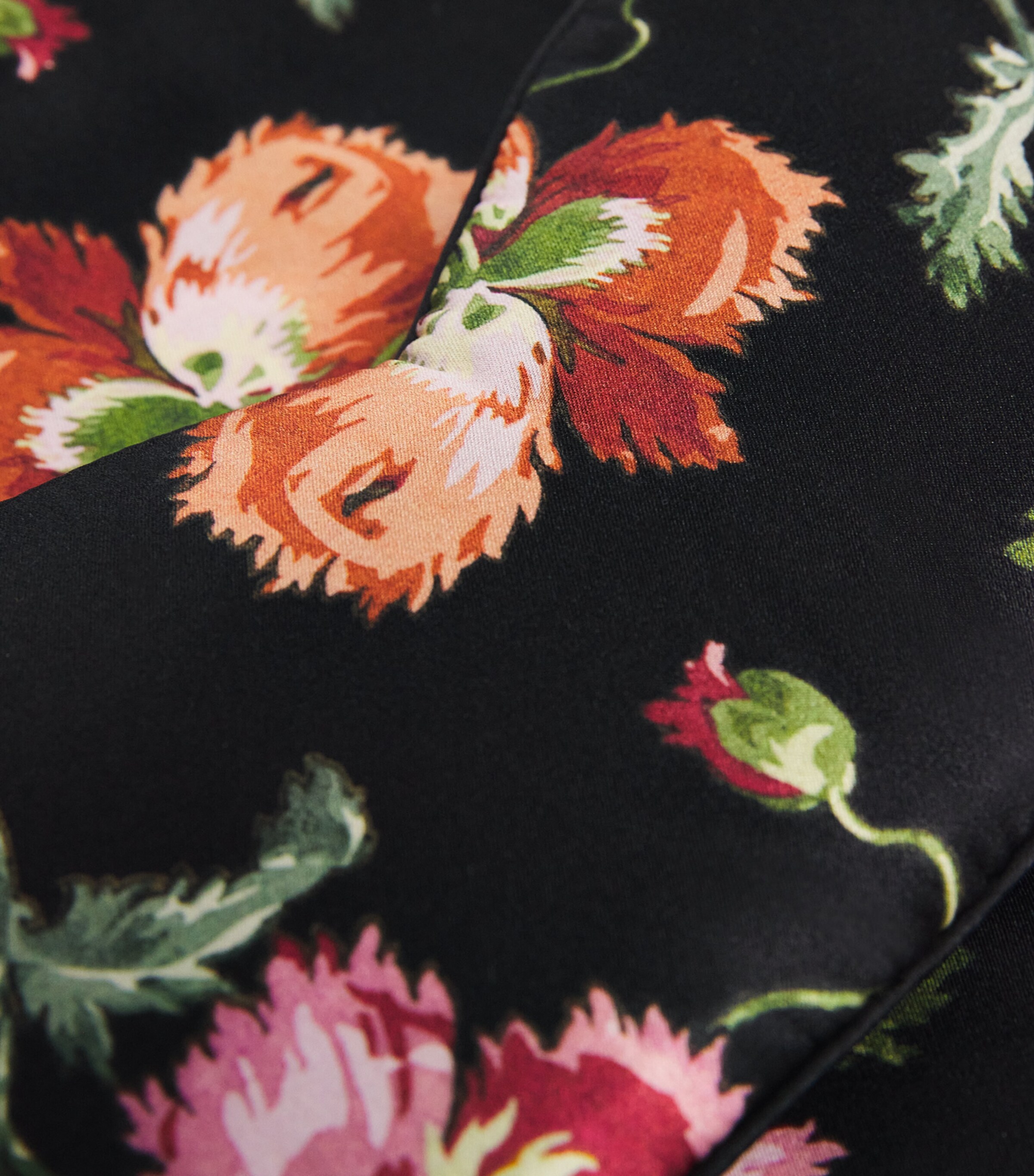 Silk Floral Sleep Mask BLACK Image 2