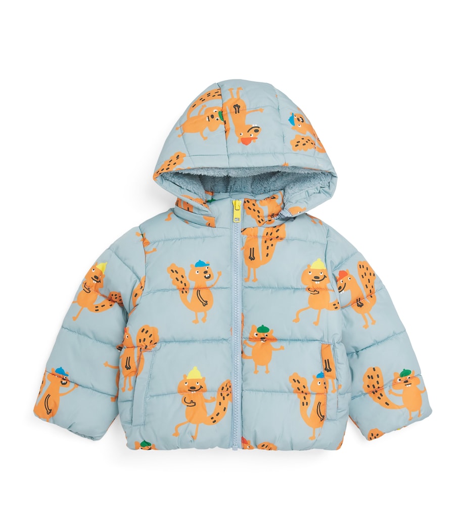 Squirrel Print Puffer Jacket (3-14 Years) 670MCAZZURRO/MULTI Image 1