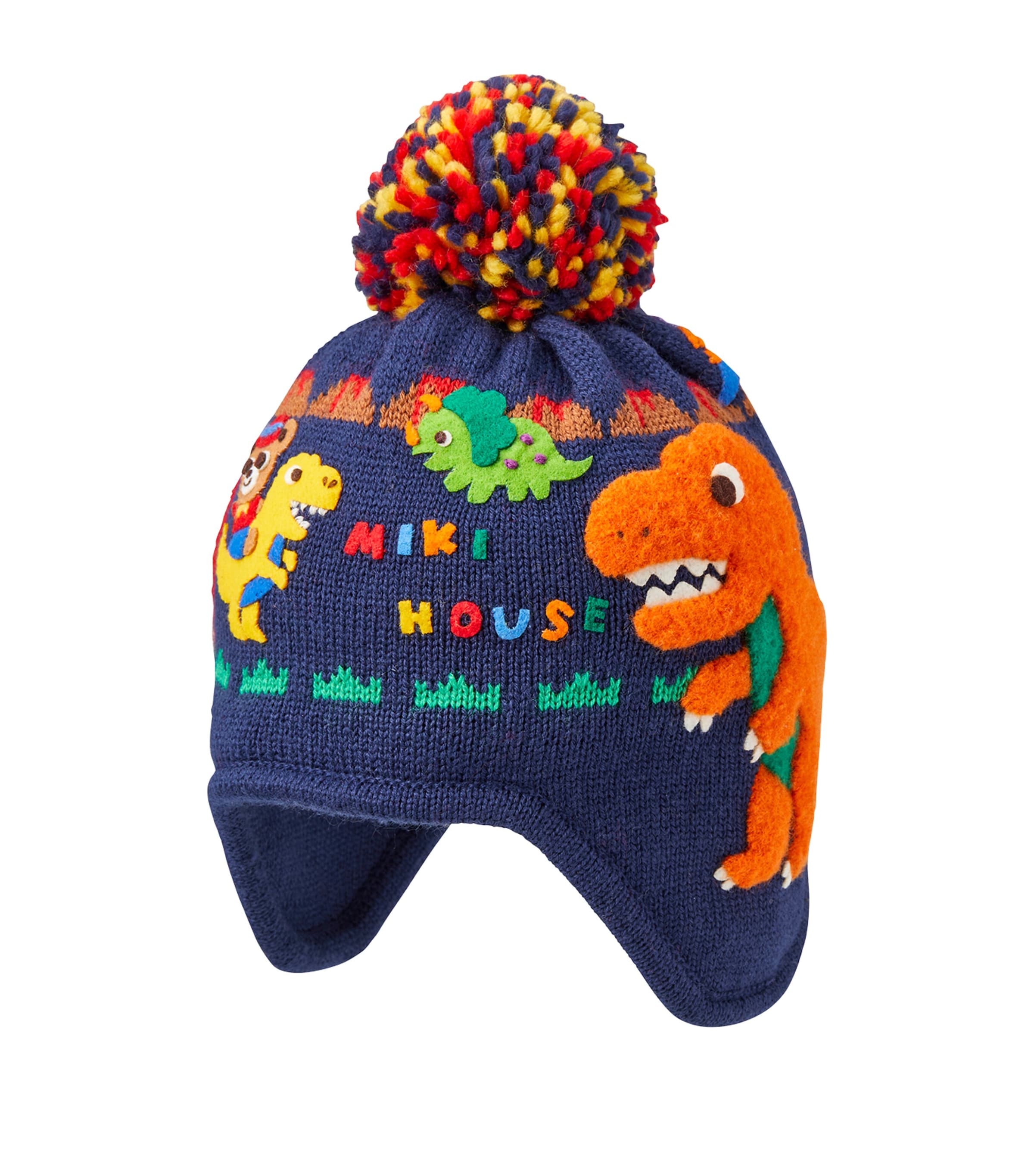 Shop Miki House Wool-blend Dinosaur Hat In Navy
