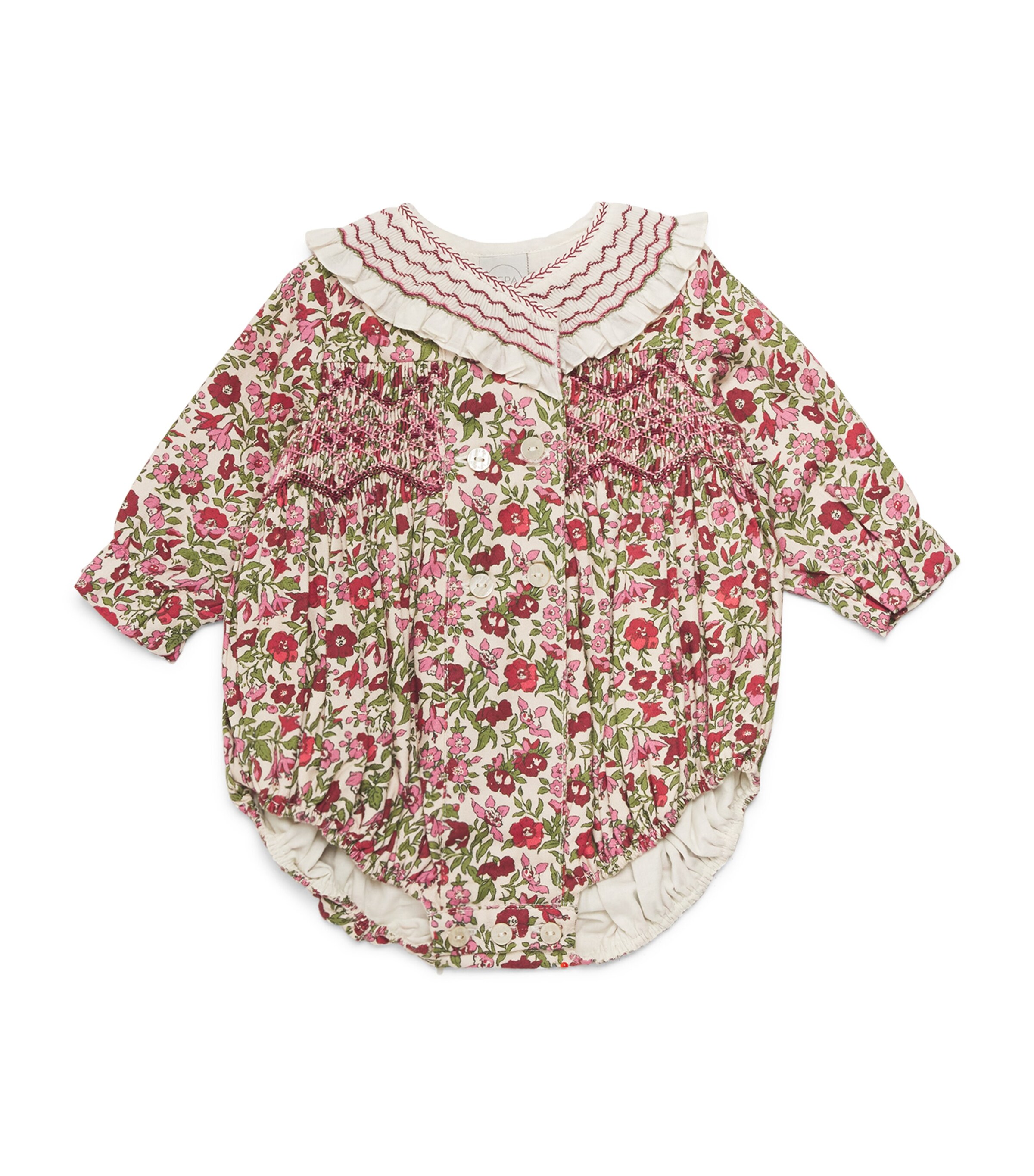 PEPA LONDON Long-Sleeve Floral Print Bodysuit (1-18 Months) Pink Image 1