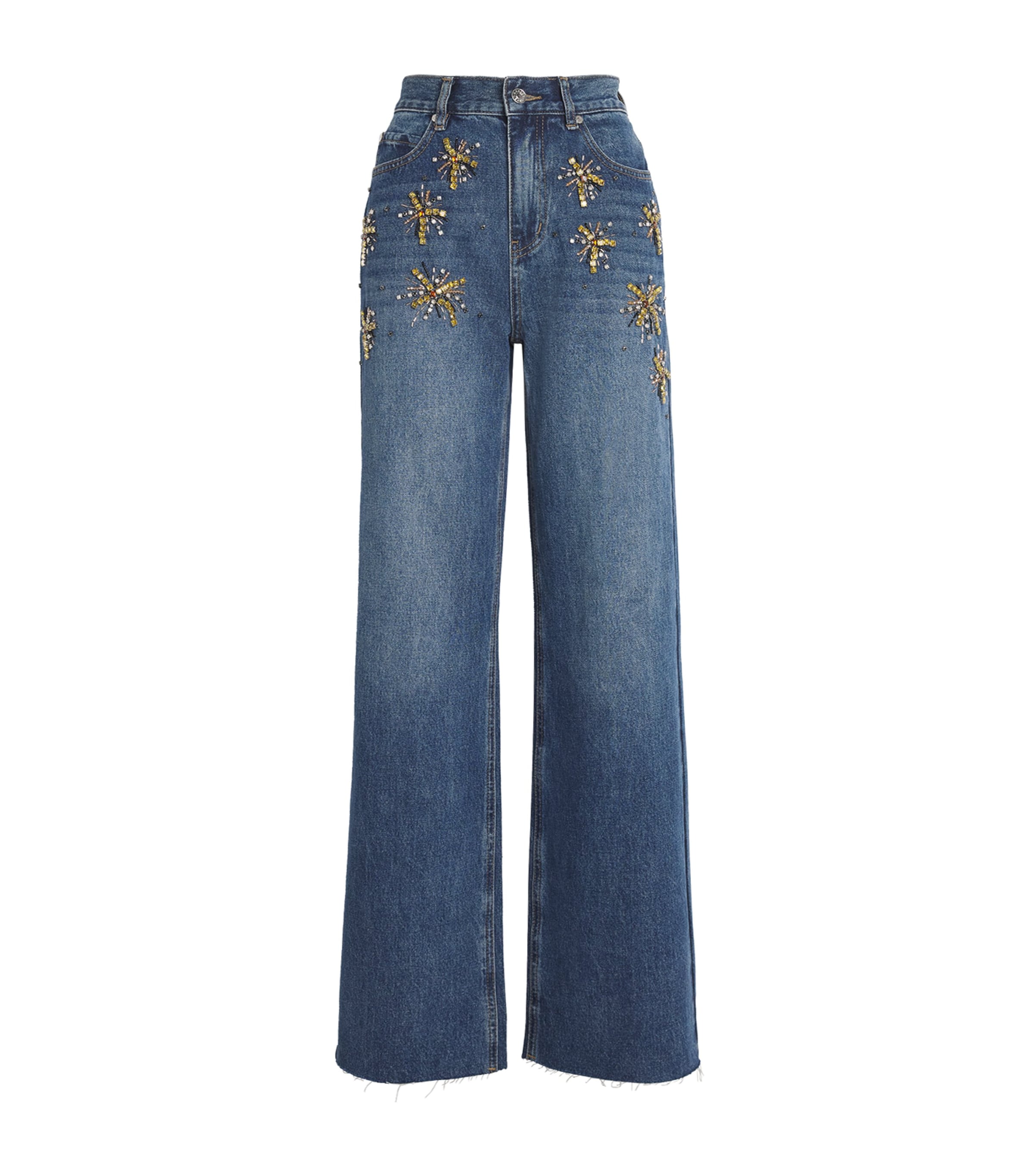 Sandro Embellished Straight Jeans In Blue