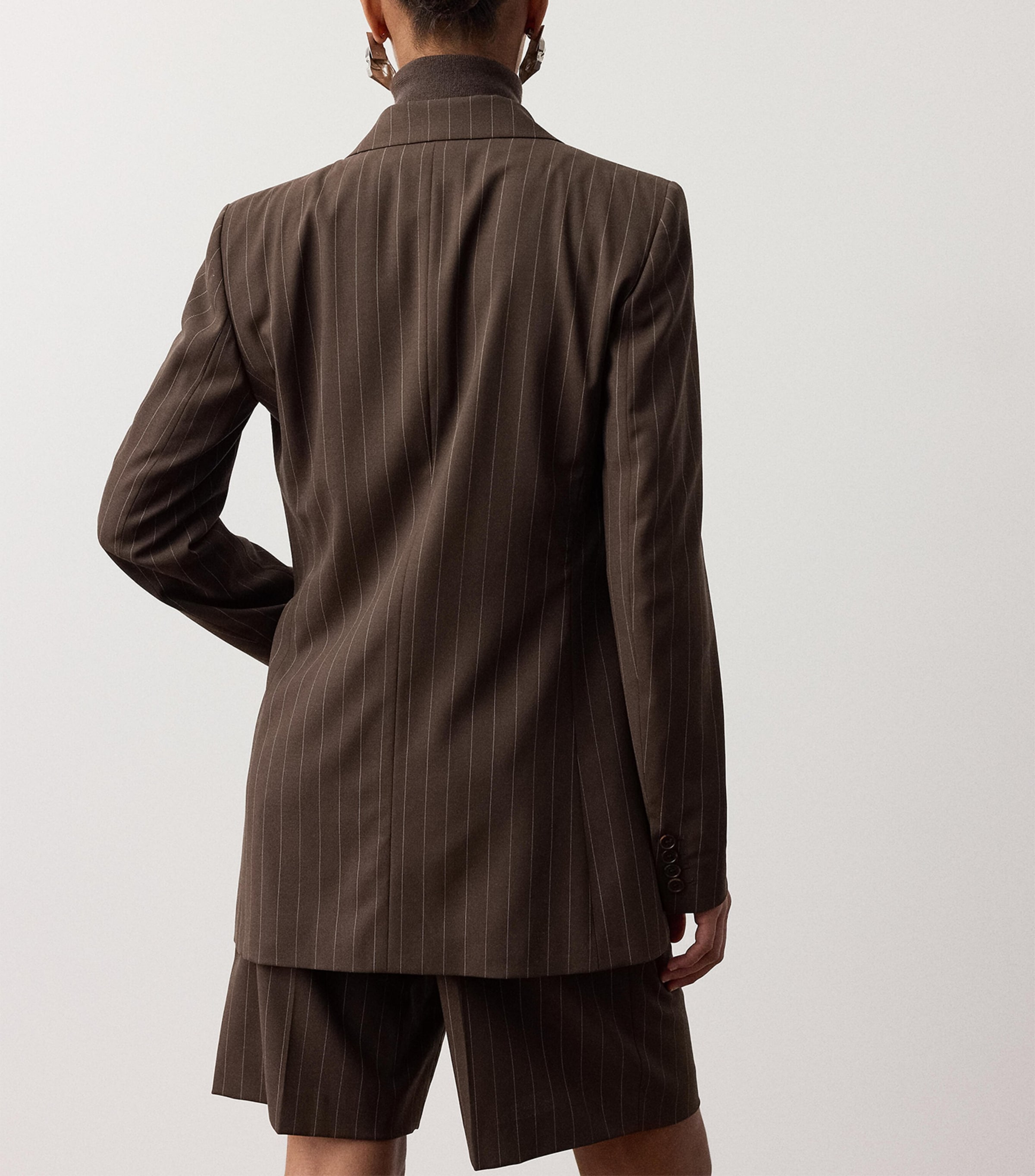 Ralph Lauren Collection Womens Wool Pinstripe Ramona Blazer Sycamore/cream Image 3
