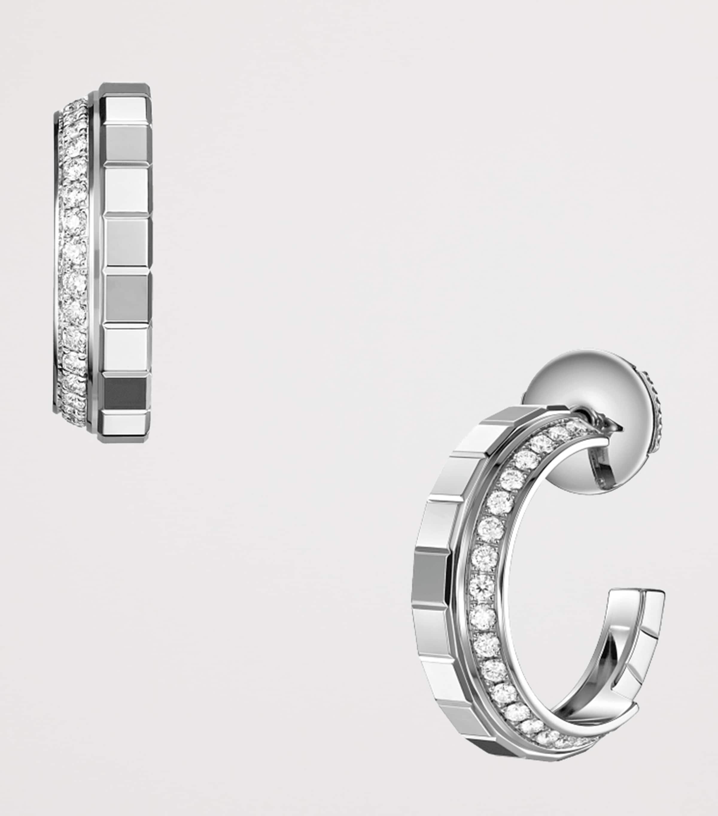 White Gold and Diamond Ice Cube Earrings 18K WHITE GOLD Image 2