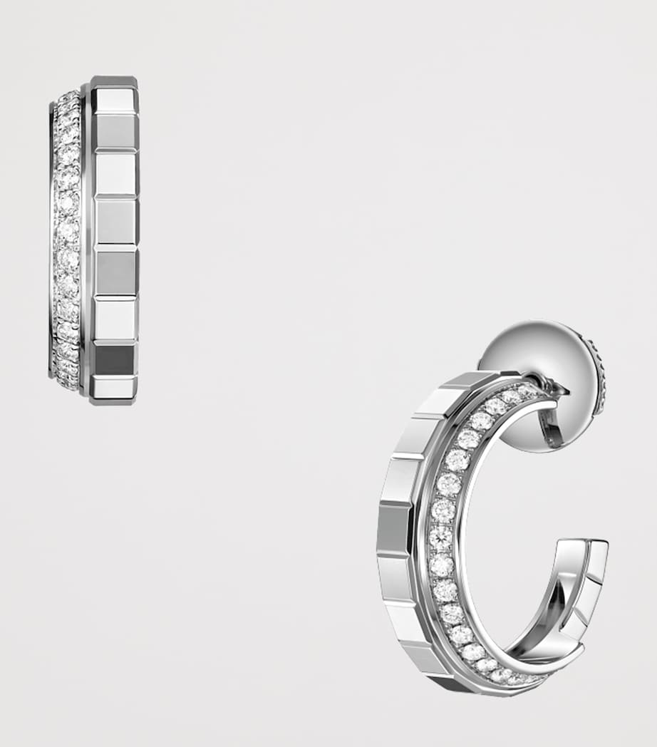 White Gold and Diamond Ice Cube Earrings 18K WHITE GOLD Image 2