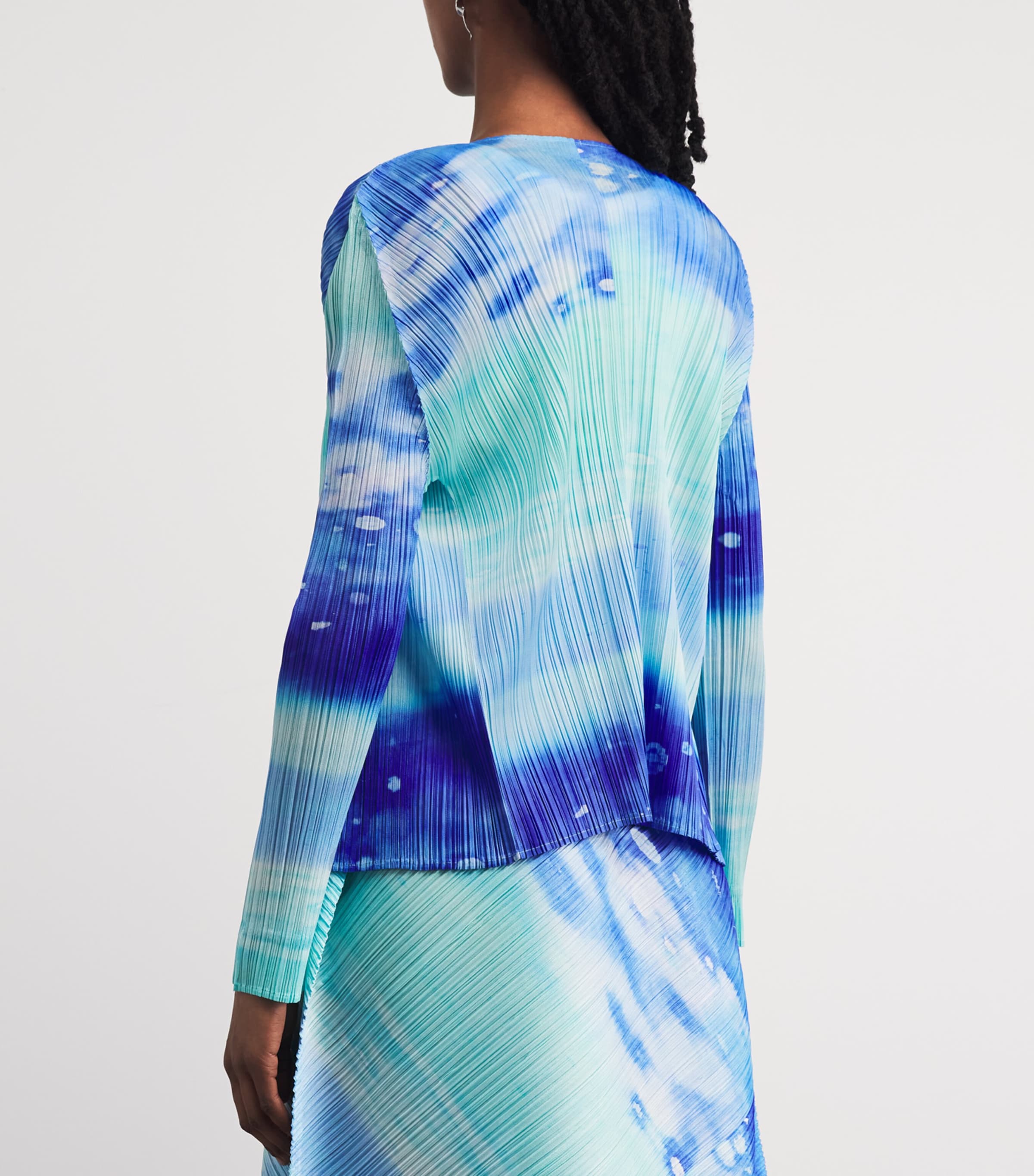 Pleats Please Issey Miyake Womens Sea Bubble Cardigan Blue Image 5