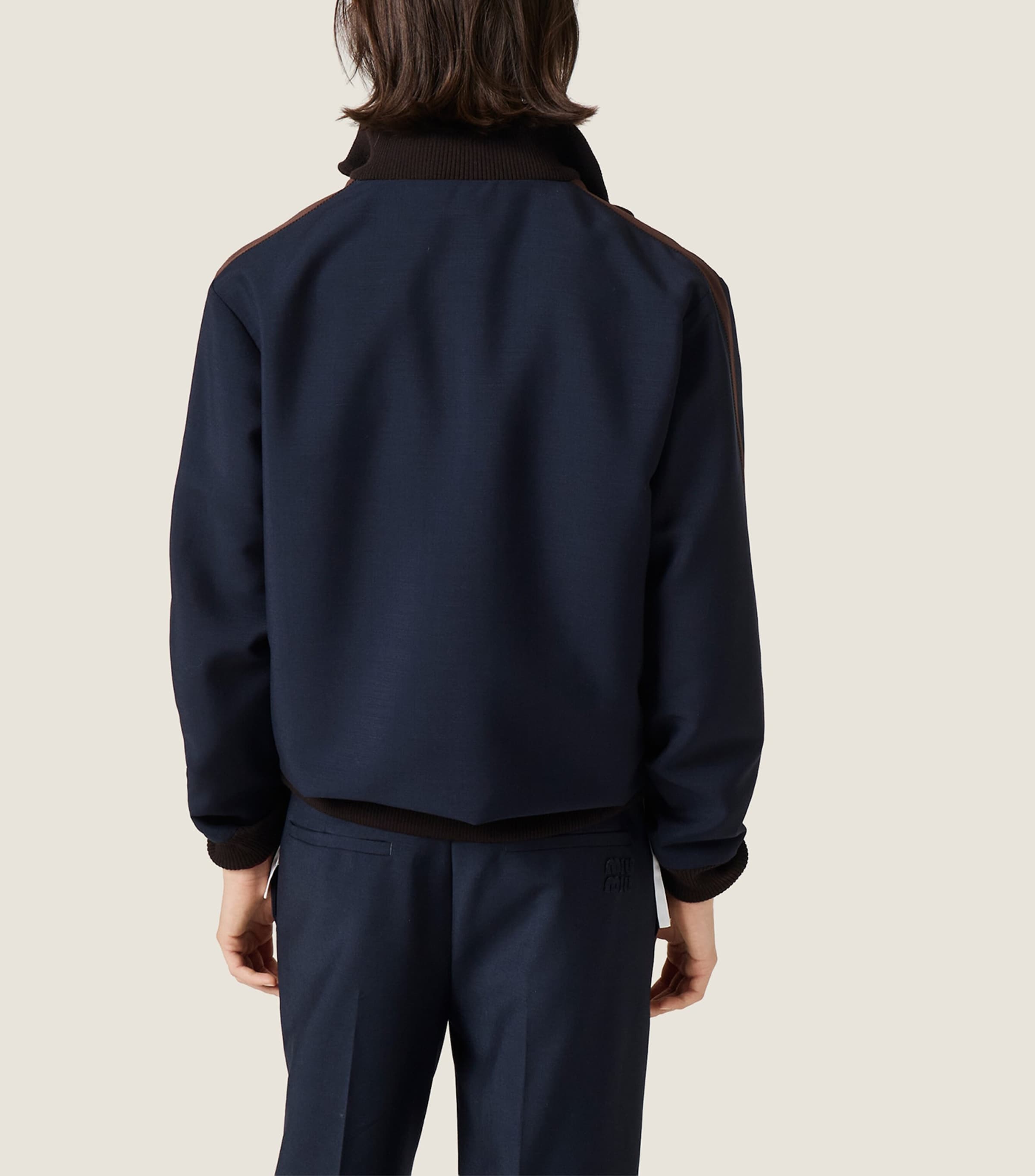 Miu Miu Womens Mohair-Virgin Wool Blouson Jacket Blue Image 3