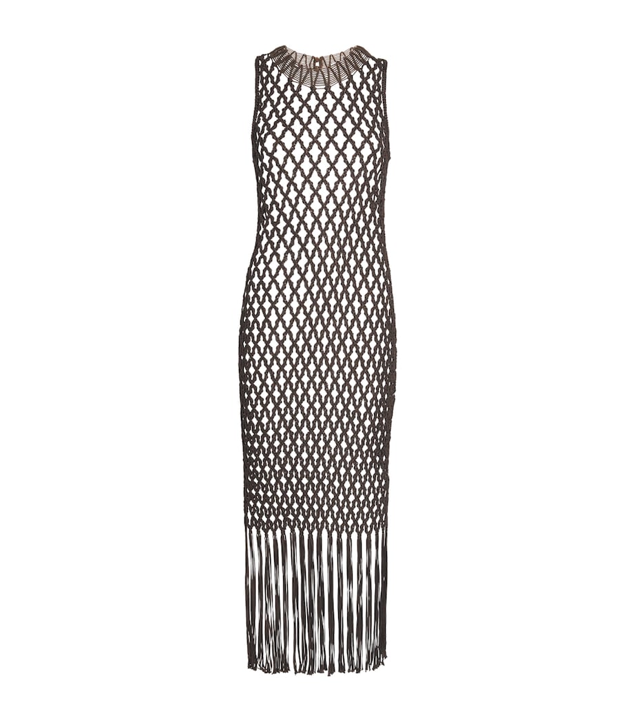 Simkhai Womens Macrame Jensen Midi Dress Chocolate Image 1