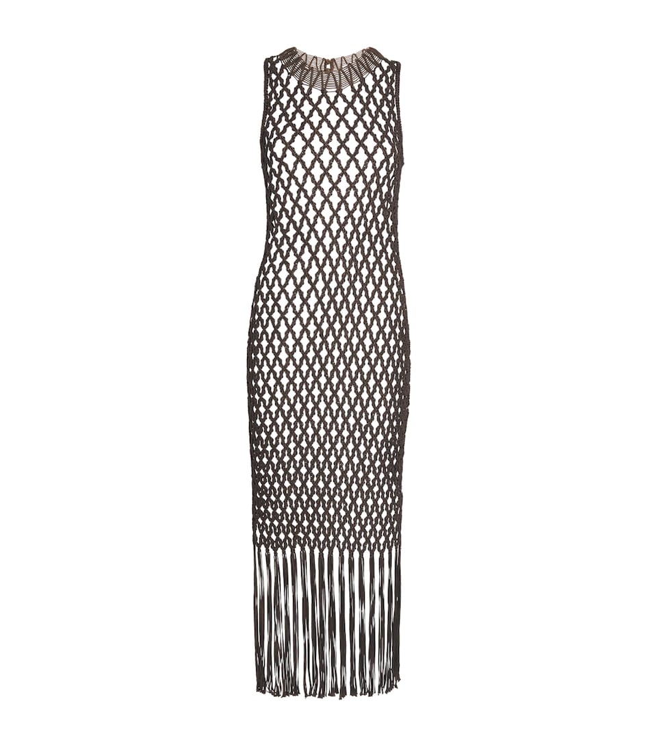Simkhai Macrame Jensen Midi Dress Chocolate