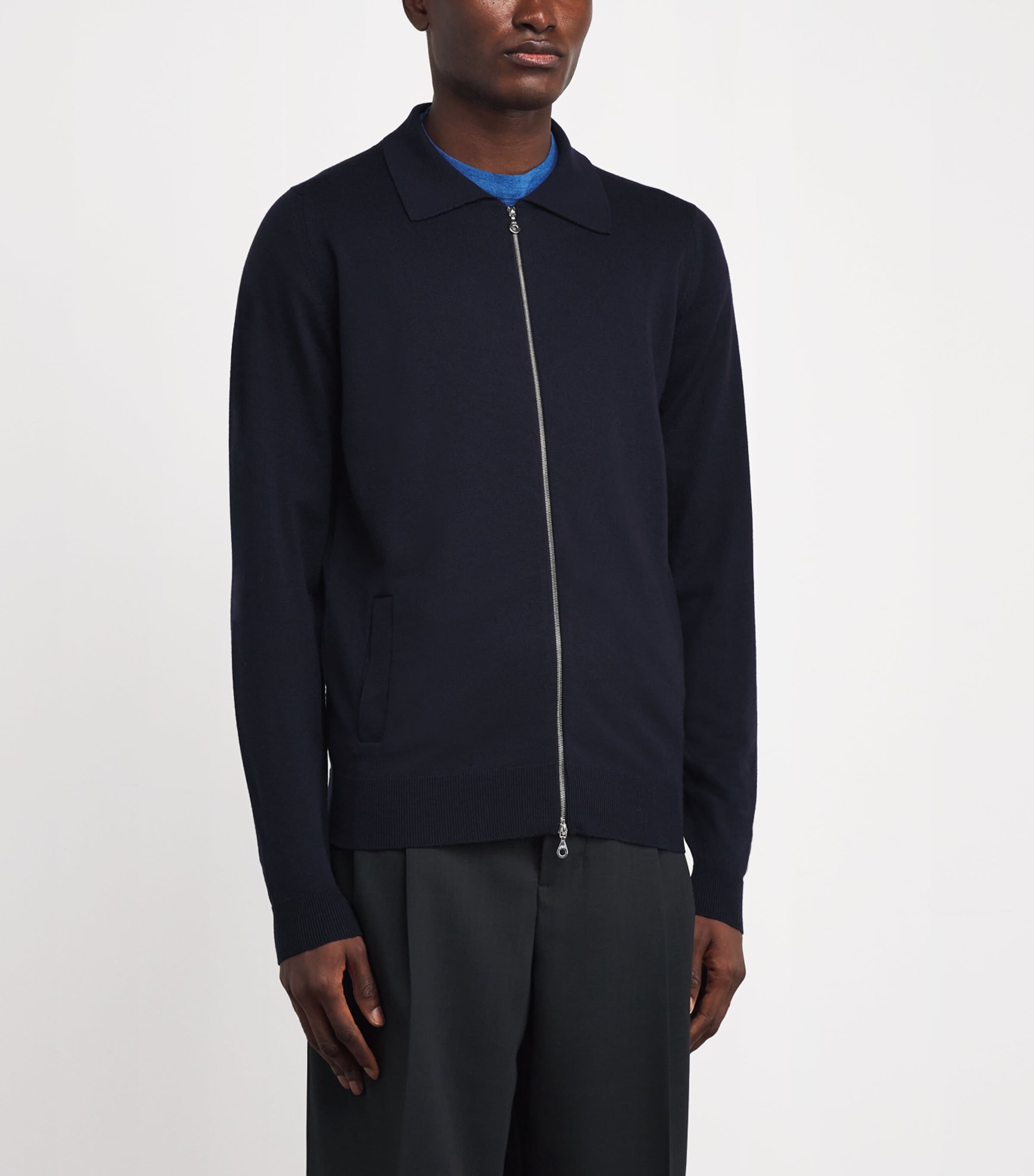 John Smedley Mens Merino Wool Hybrid Overshirt Midnight Image 3