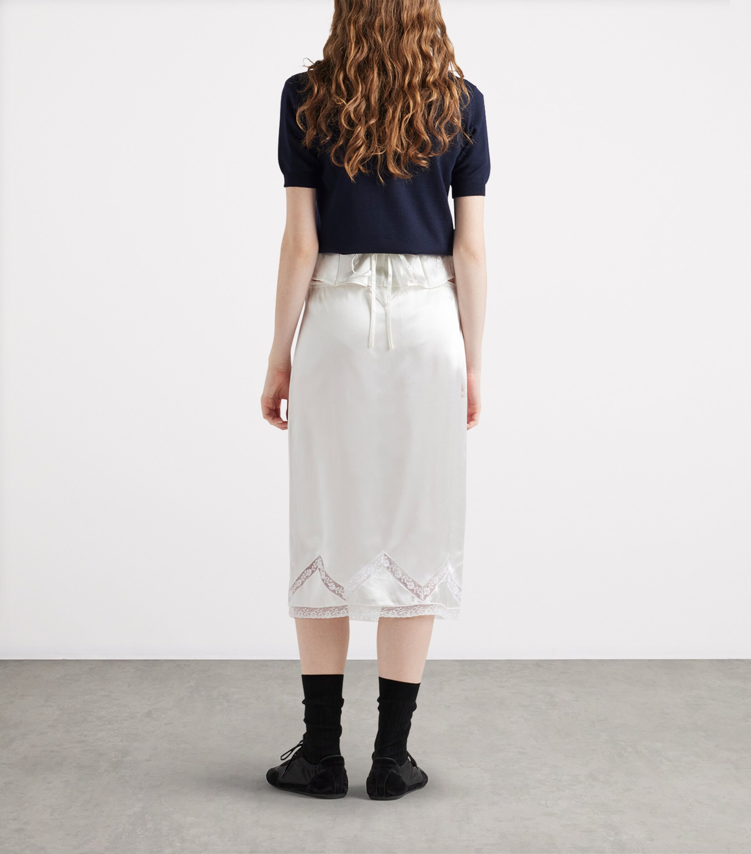 Prada Womens Satin Embroidered Skirt Image 4