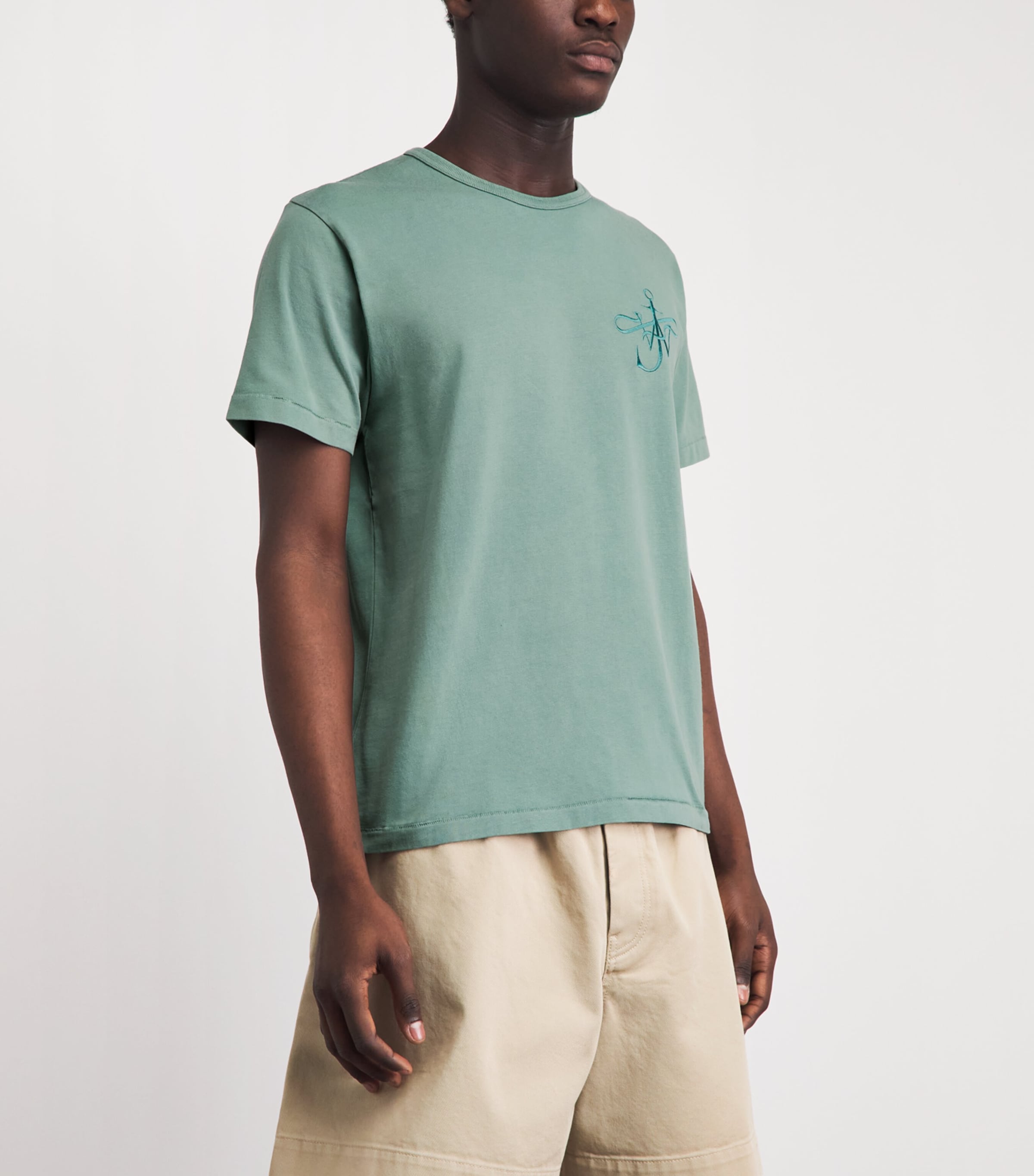JW Anderson Mens Cotton Ribbon Anchor T-Shirt Washed Teal Image 4