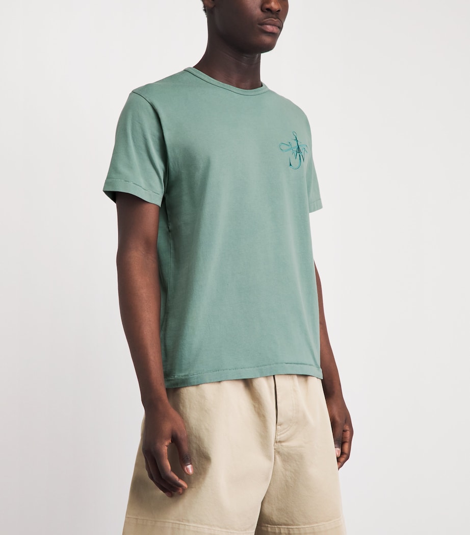 JW Anderson Mens Cotton Ribbon Anchor T-Shirt Washed Teal Image 4