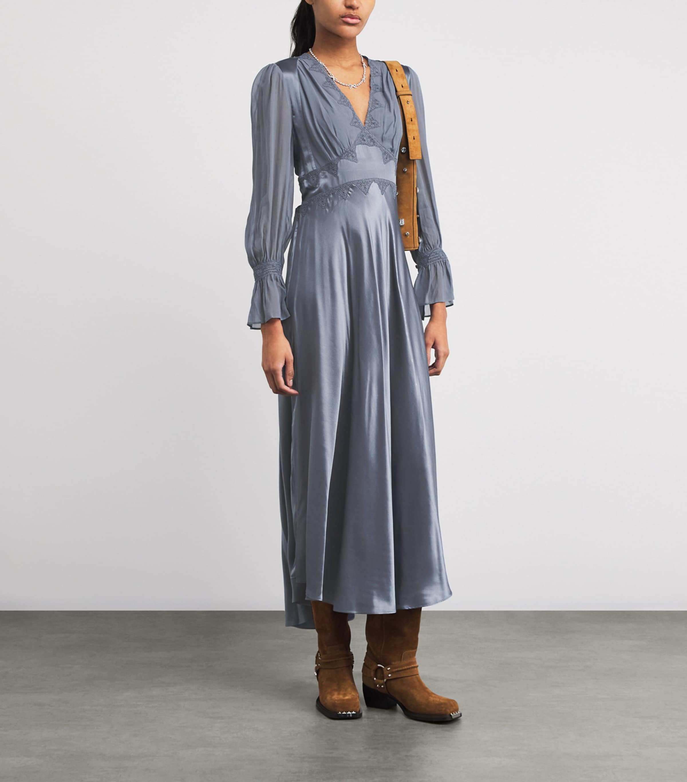 Satin Arlena Midi Dress STONE BLUE Image 2