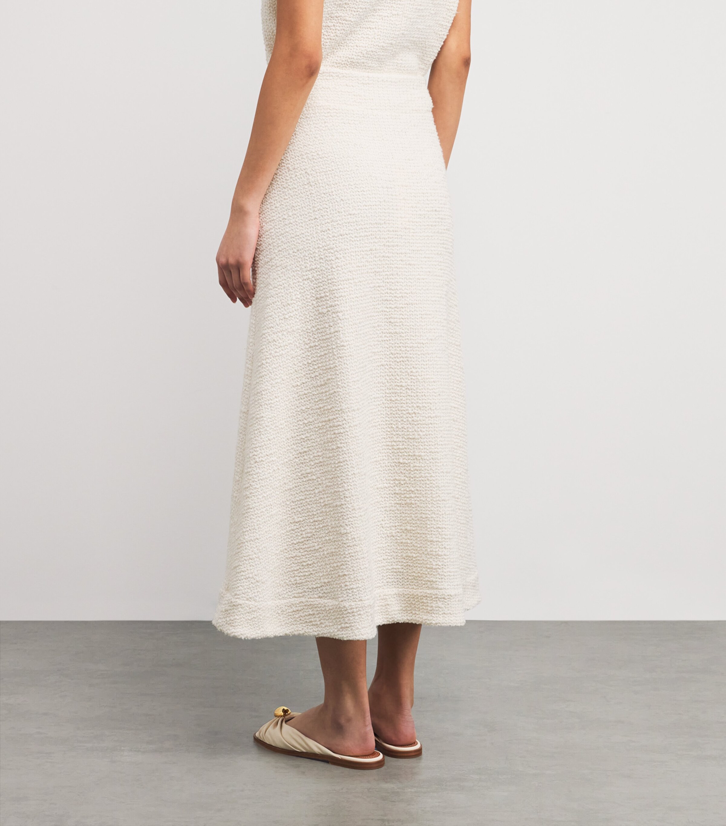 Bouclè A-Line Midi Skirt CREAM Image 4